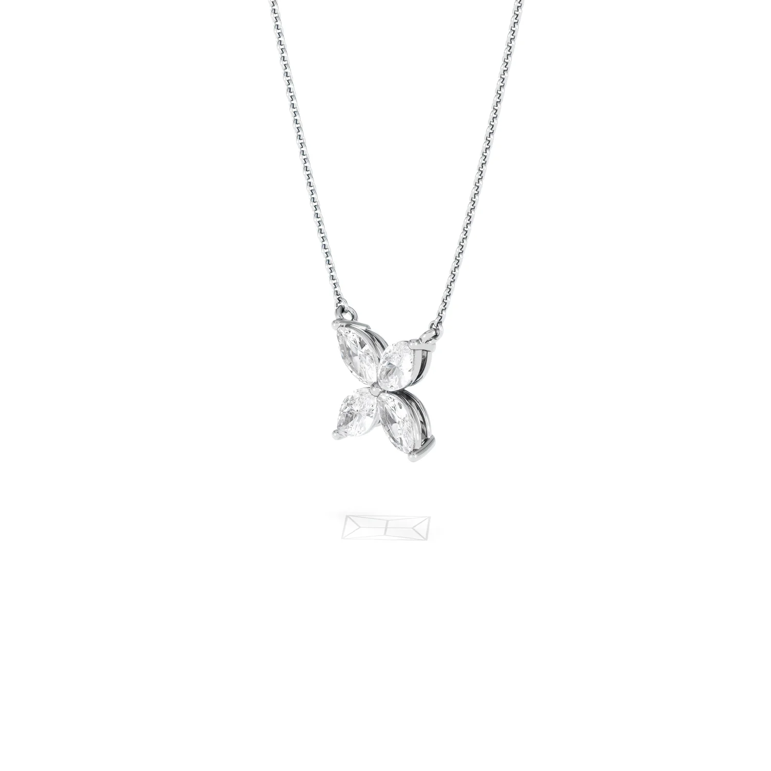 Luxe Floral 1.00ct Marquise Cut Lab Diamond Necklace in 18K White Gold - Image 78