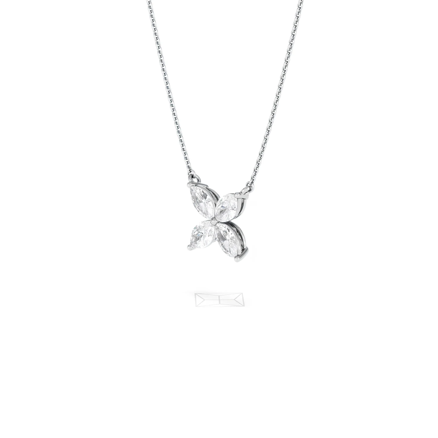 Luxe Floral 1.00ct Marquise Cut Lab Diamond Necklace in 18K White Gold - Image 79