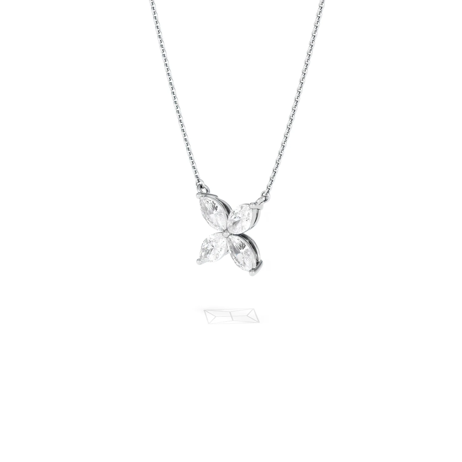 Luxe Floral 1.00ct Marquise Cut Lab Diamond Necklace in 18K White Gold - Image 80