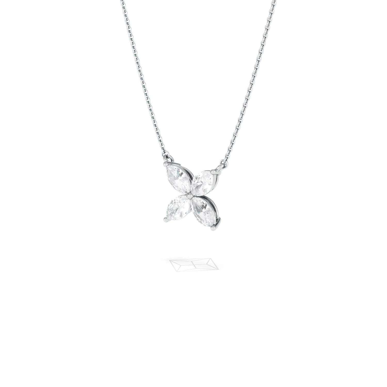Luxe Floral 1.00ct Marquise Cut Lab Diamond Necklace in 18K White Gold - Image 81