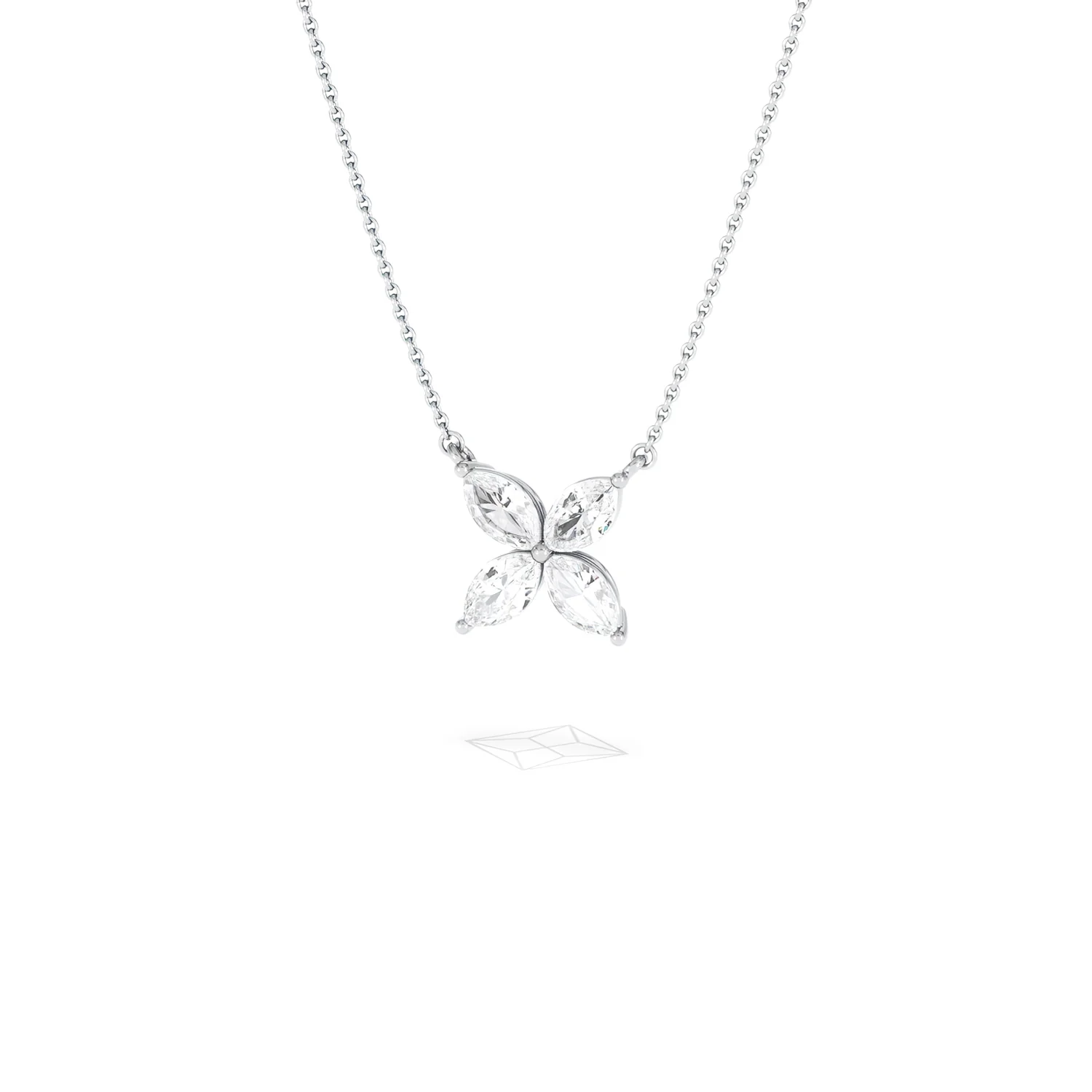 Luxe Floral 1.00ct Marquise Cut Lab Diamond Necklace in 18K White Gold - Image 85