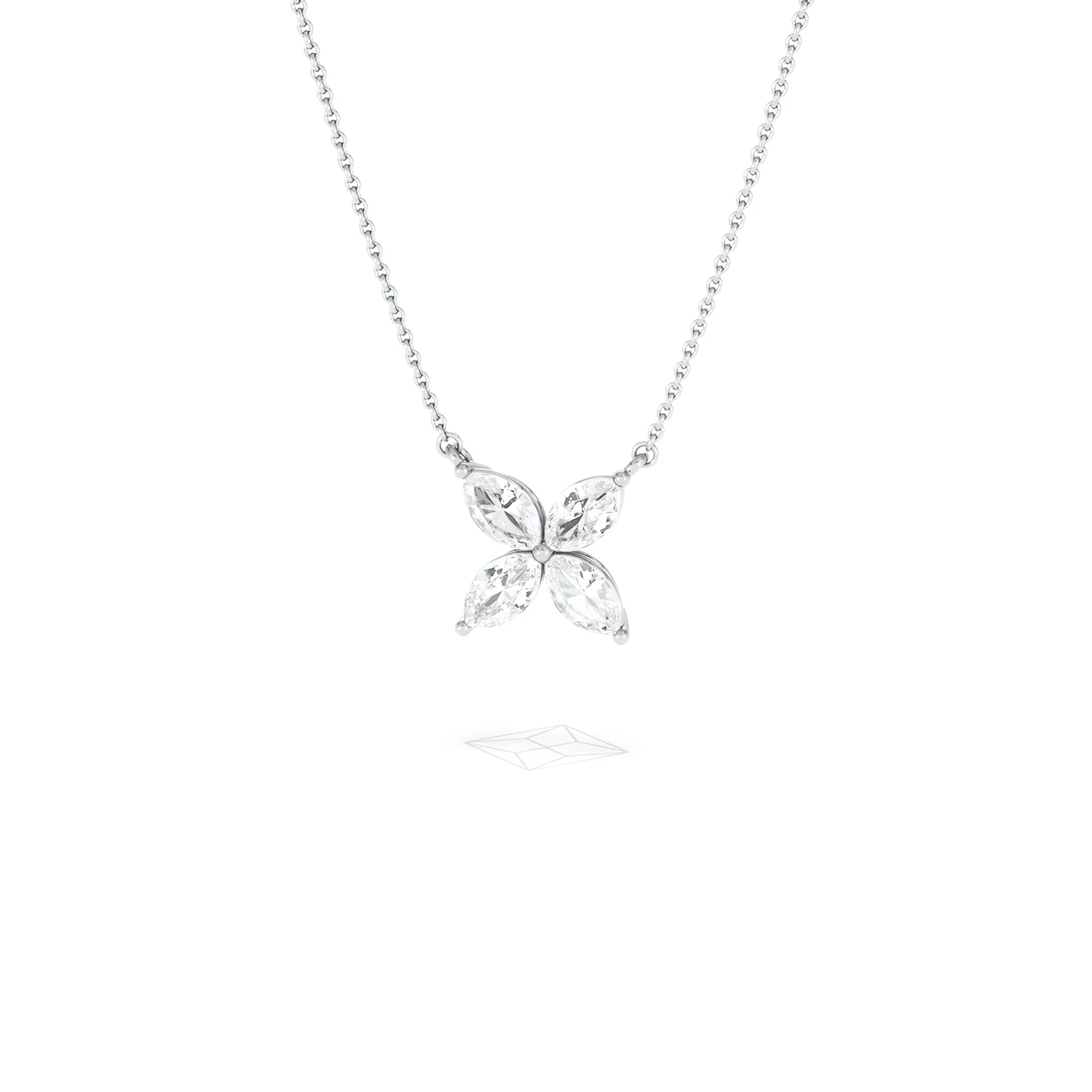 Luxe Floral 1.00ct Marquise Cut Lab Diamond Necklace in 18K White Gold - Image 86