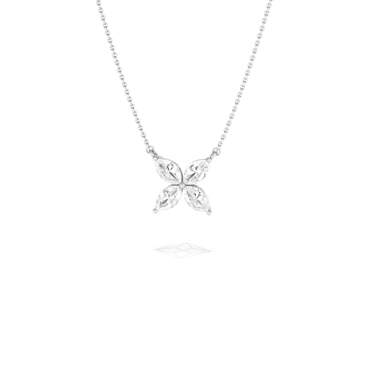 Luxe Floral 1.00ct Marquise Cut Lab Diamond Necklace in 18K White Gold - Image 87