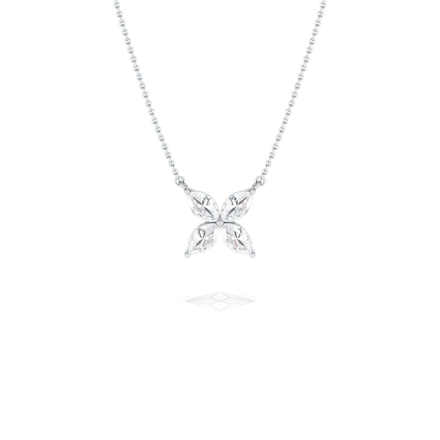 Luxe Floral 1.00ct Marquise Cut Lab Diamond Necklace in 18K White Gold - Image 9