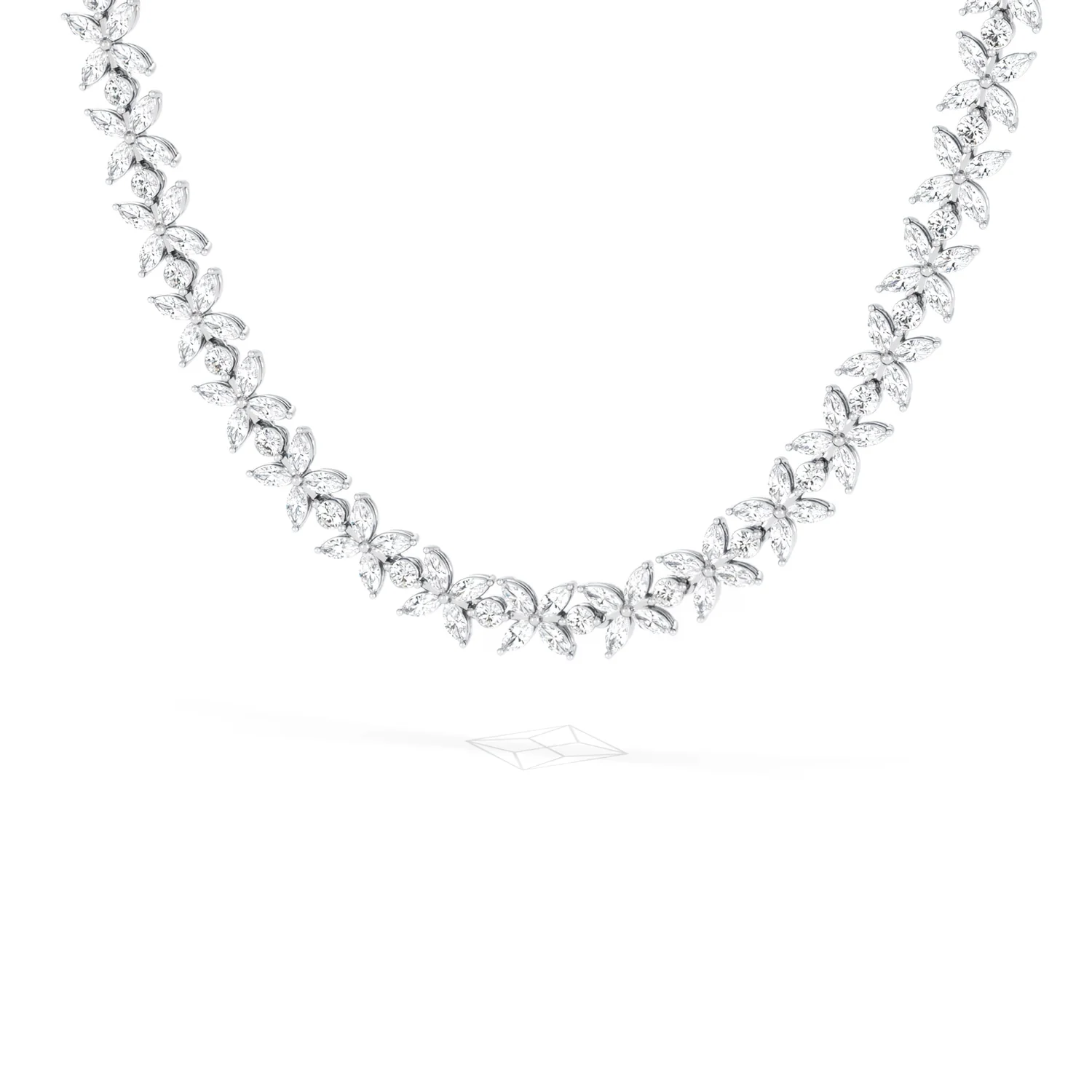 Luxe Floral 17.00ct Marquise and Round Cut Lab Diamond Tennis Necklace in 18K White Gold - Image 12
