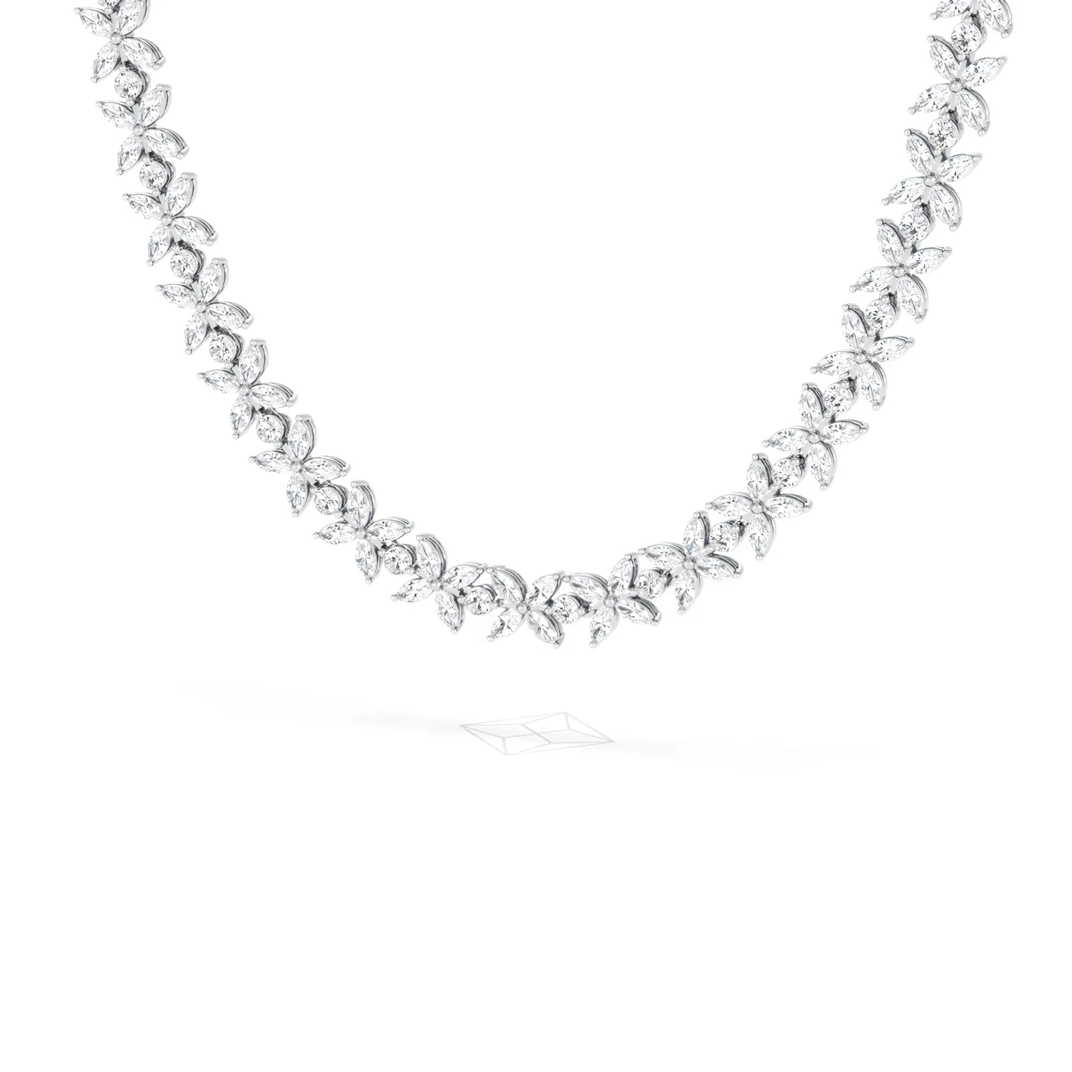Luxe Floral 17.00ct Marquise and Round Cut Lab Diamond Tennis Necklace in 18K White Gold - Image 13