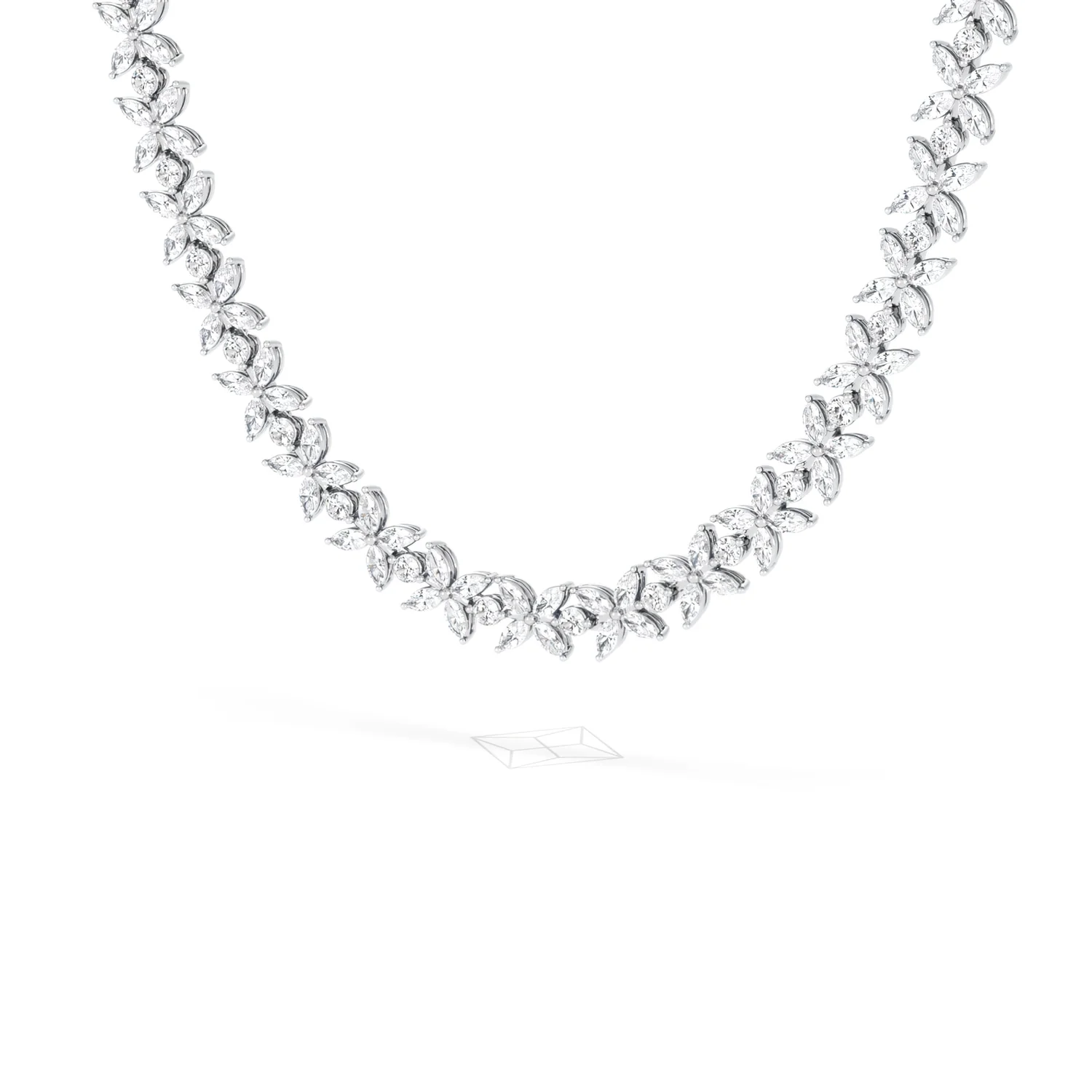 Luxe Floral 17.00ct Marquise and Round Cut Lab Diamond Tennis Necklace in 18K White Gold - Image 14