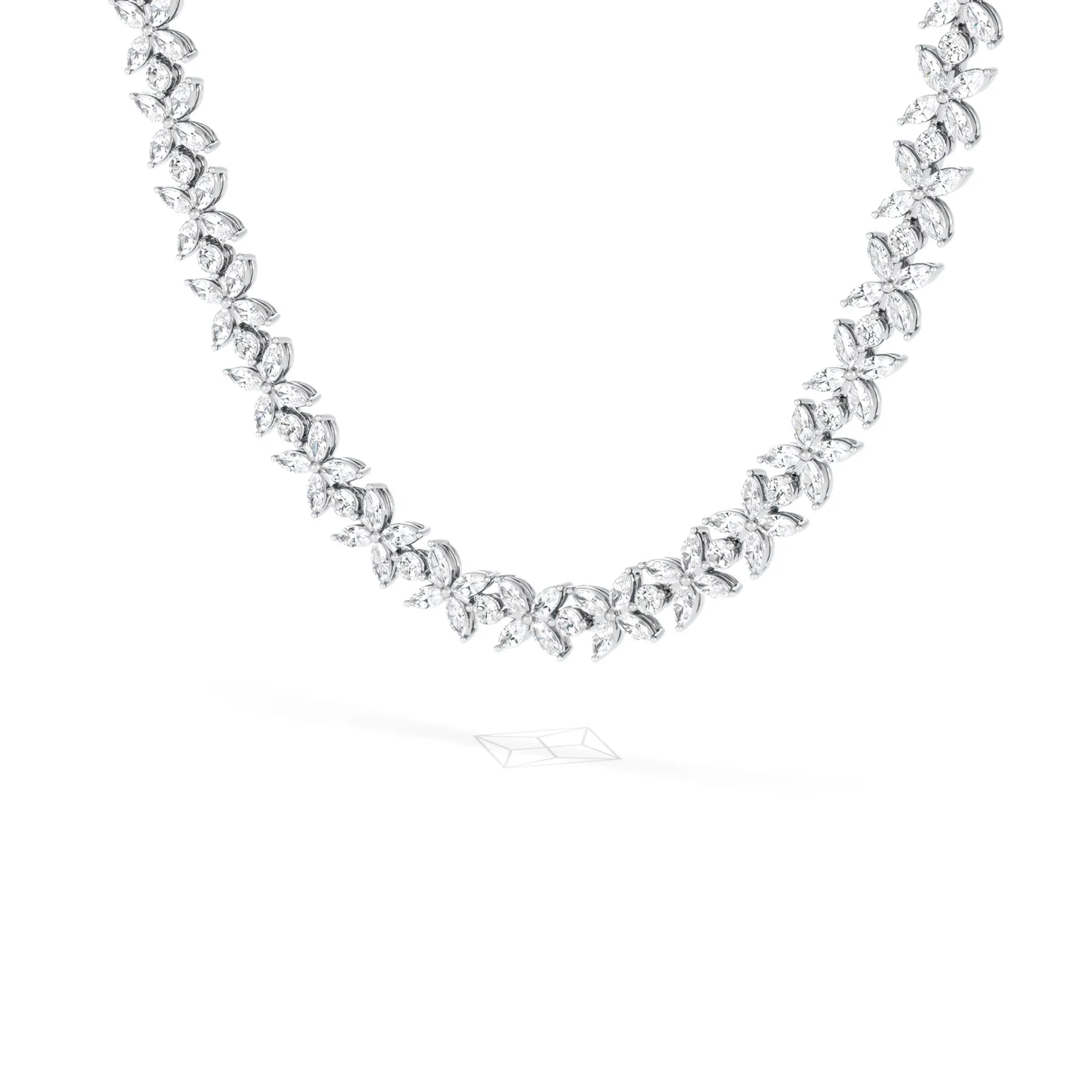 Luxe Floral 17.00ct Marquise and Round Cut Lab Diamond Tennis Necklace in 18K White Gold - Image 15