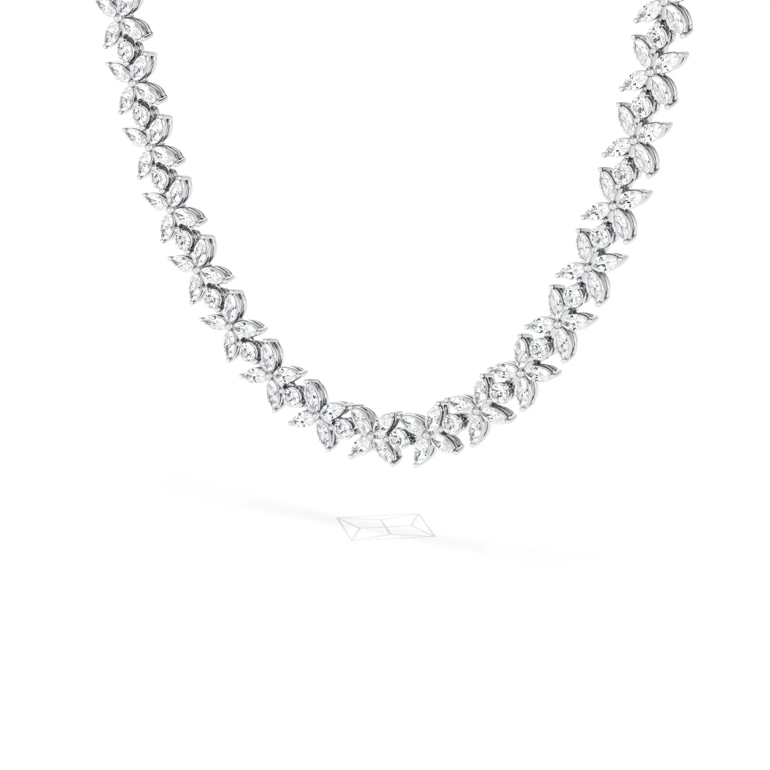 Luxe Floral 17.00ct Marquise and Round Cut Lab Diamond Tennis Necklace in 18K White Gold - Image 16