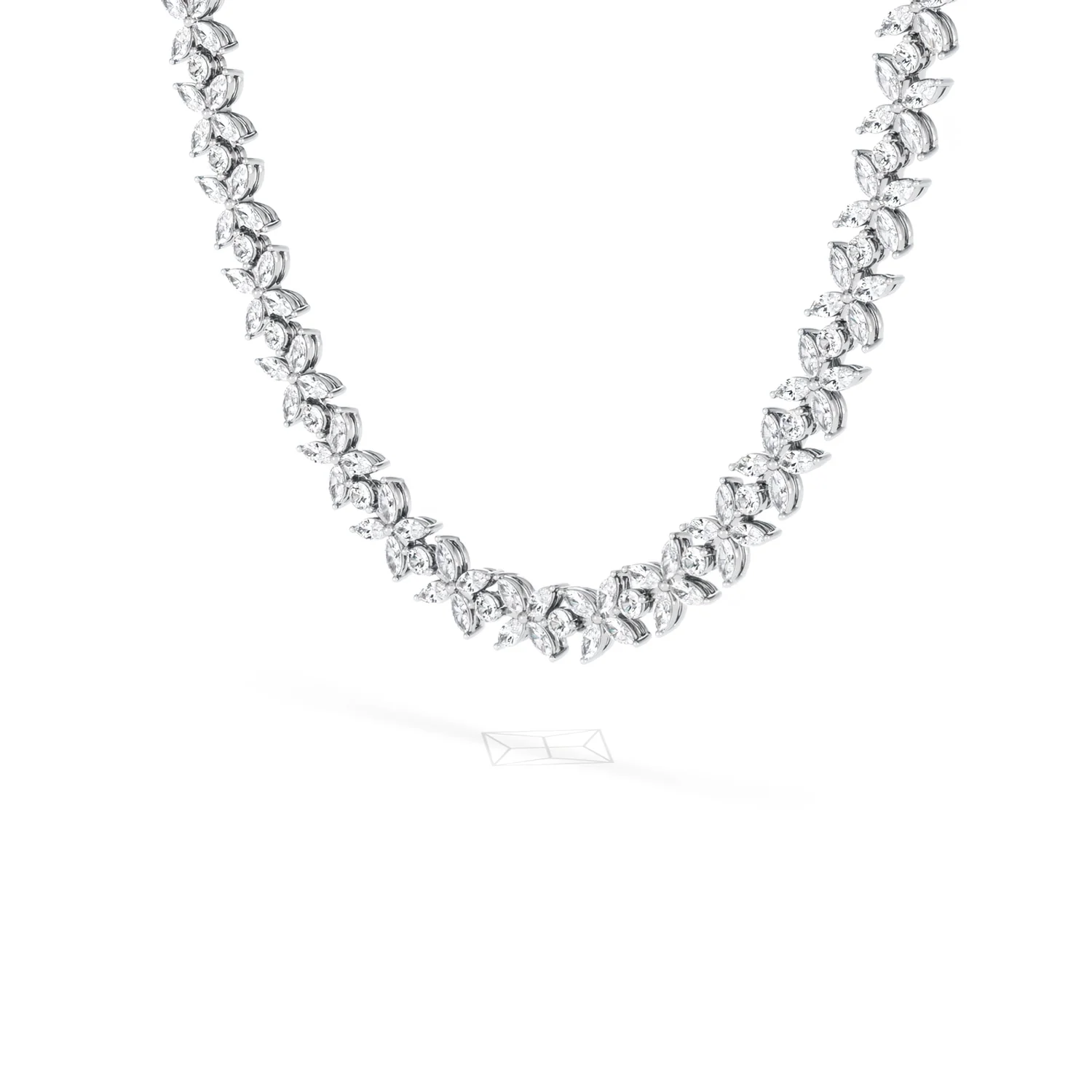 Luxe Floral 17.00ct Marquise and Round Cut Lab Diamond Tennis Necklace in 18K White Gold - Image 17