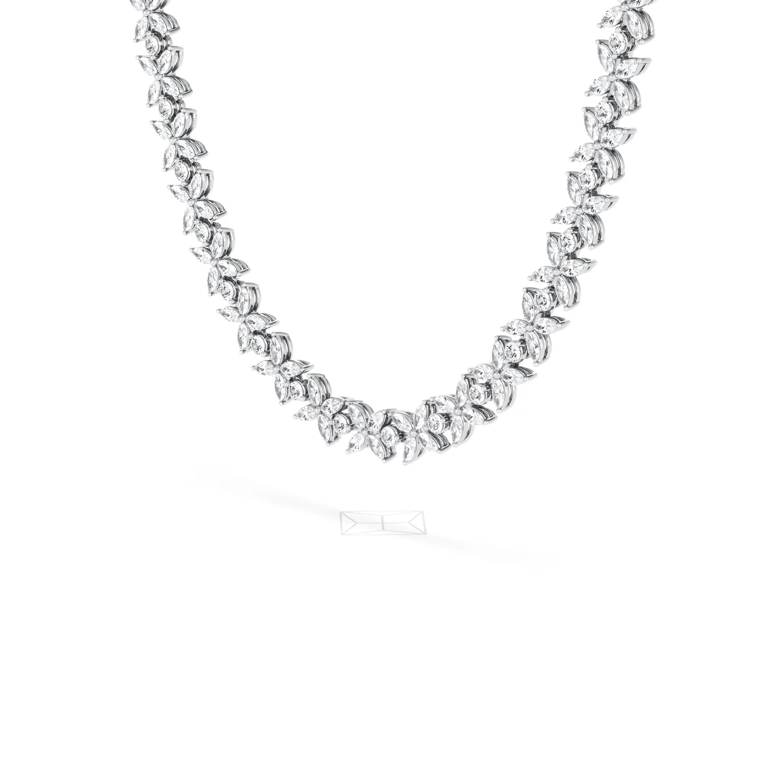 Luxe Floral 17.00ct Marquise and Round Cut Lab Diamond Tennis Necklace in 18K White Gold - Image 18