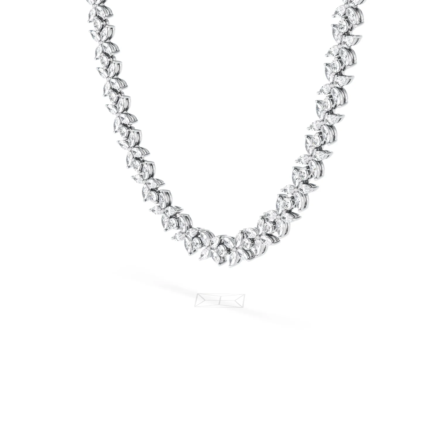 Luxe Floral 17.00ct Marquise and Round Cut Lab Diamond Tennis Necklace in 18K White Gold - Image 19