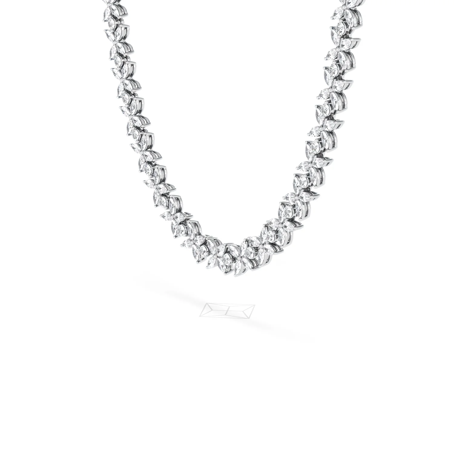 Luxe Floral 17.00ct Marquise and Round Cut Lab Diamond Tennis Necklace in 18K White Gold - Image 20