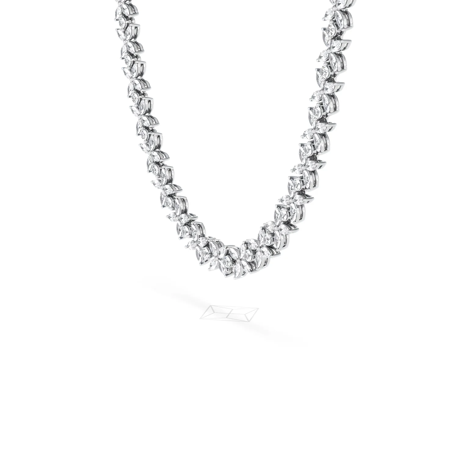 Luxe Floral 17.00ct Marquise and Round Cut Lab Diamond Tennis Necklace in 18K White Gold - Image 21