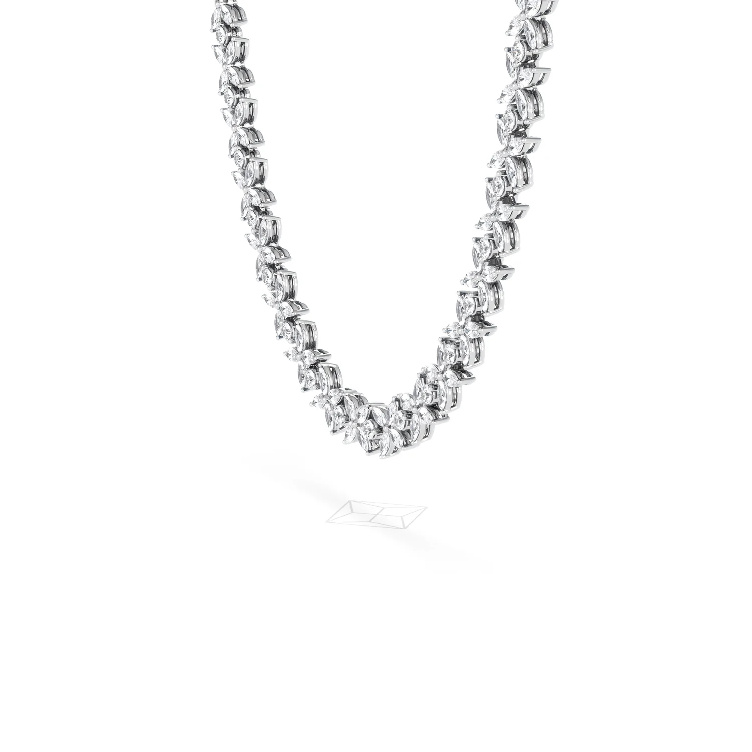 Luxe Floral 17.00ct Marquise and Round Cut Lab Diamond Tennis Necklace in 18K White Gold - Image 22