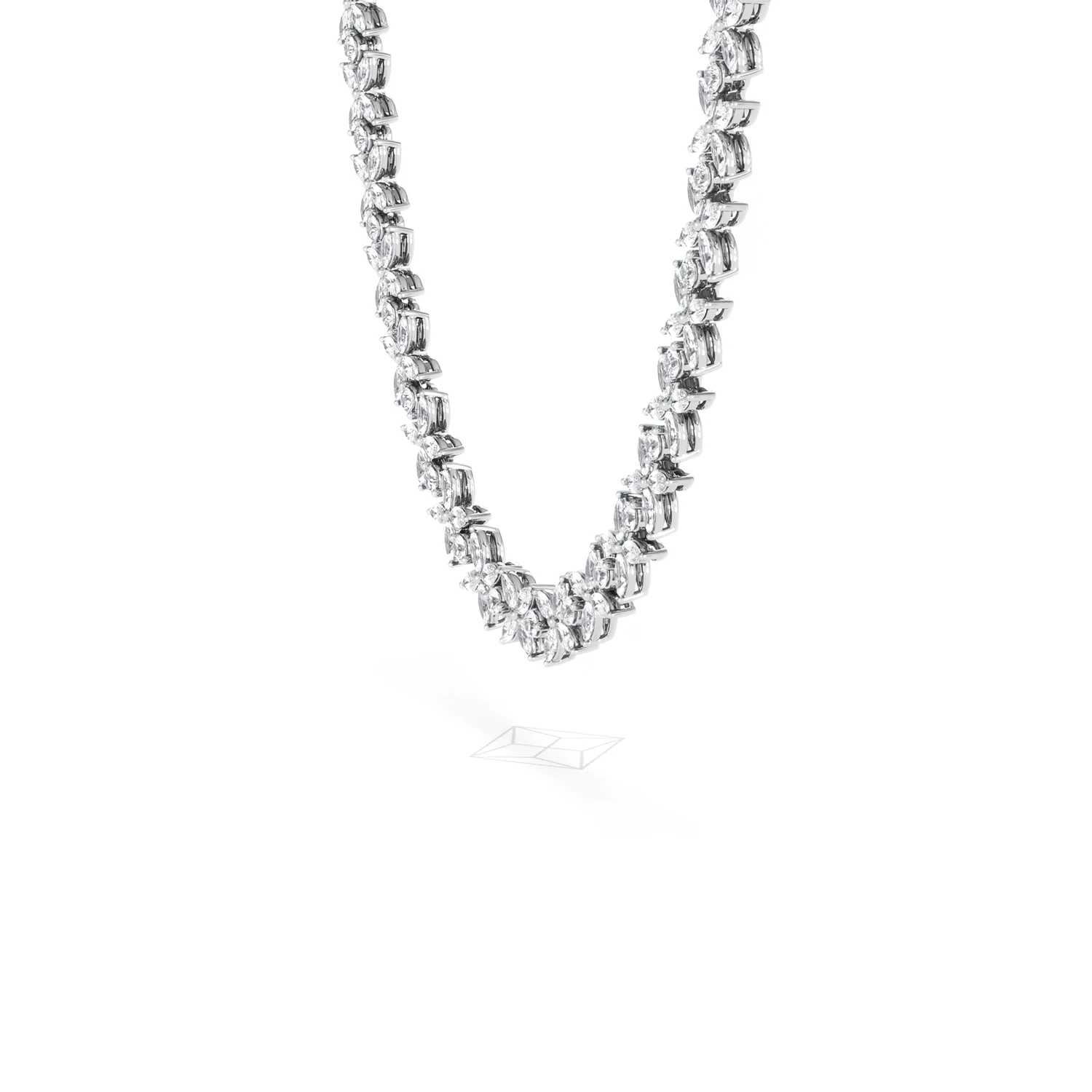Luxe Floral 17.00ct Marquise and Round Cut Lab Diamond Tennis Necklace in 18K White Gold - Image 23