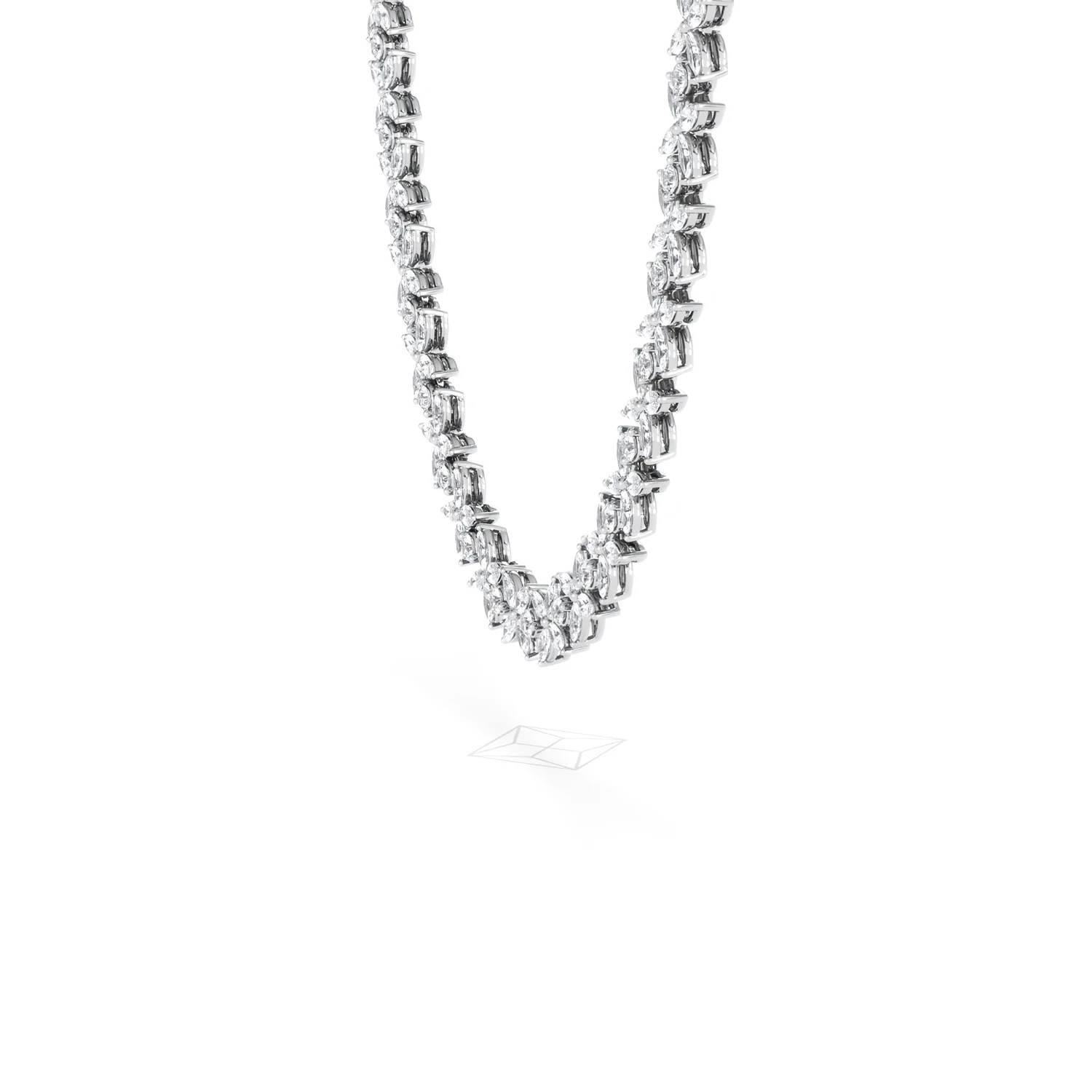 Luxe Floral 17.00ct Marquise and Round Cut Lab Diamond Tennis Necklace in 18K White Gold - Image 24