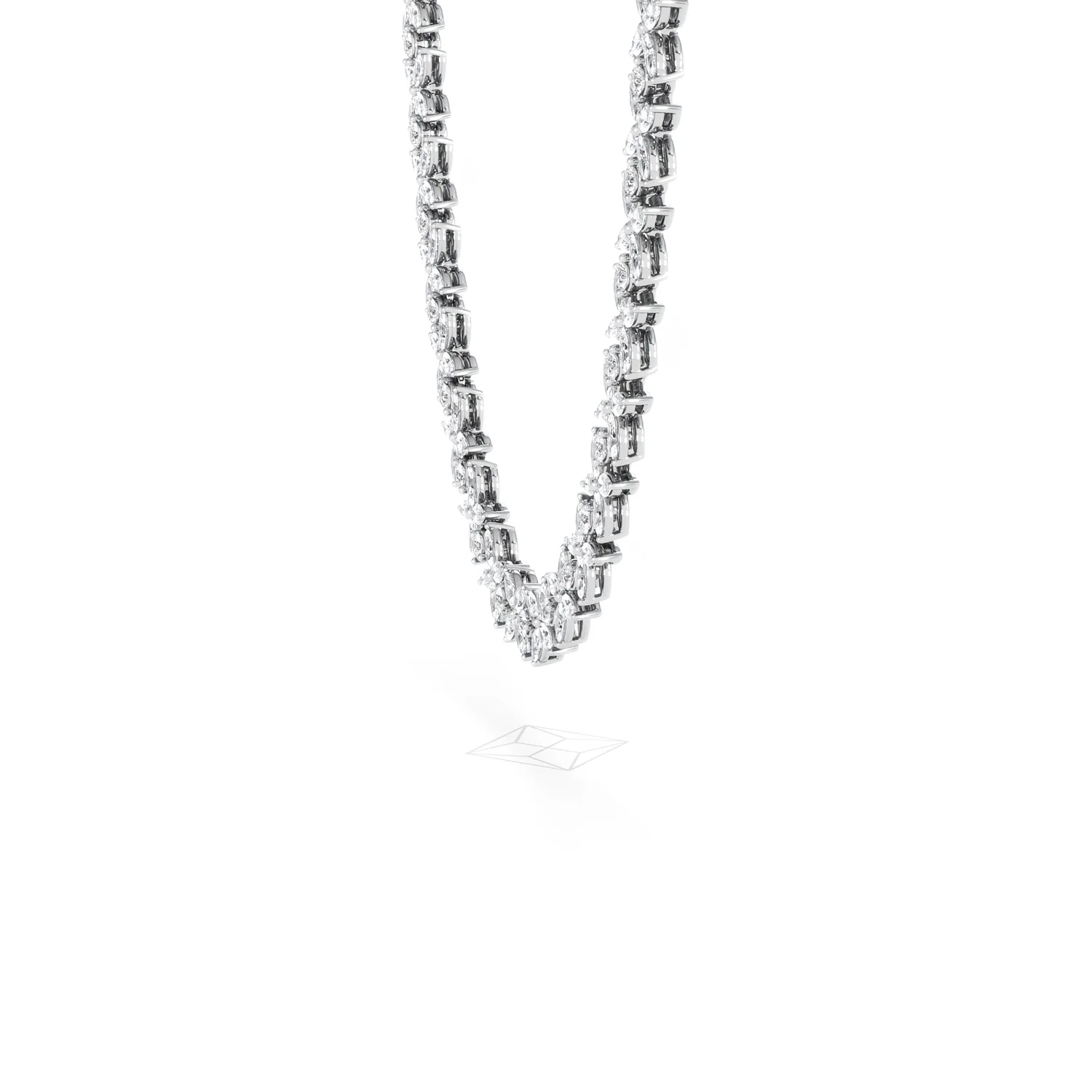 Luxe Floral 17.00ct Marquise and Round Cut Lab Diamond Tennis Necklace in 18K White Gold - Image 25
