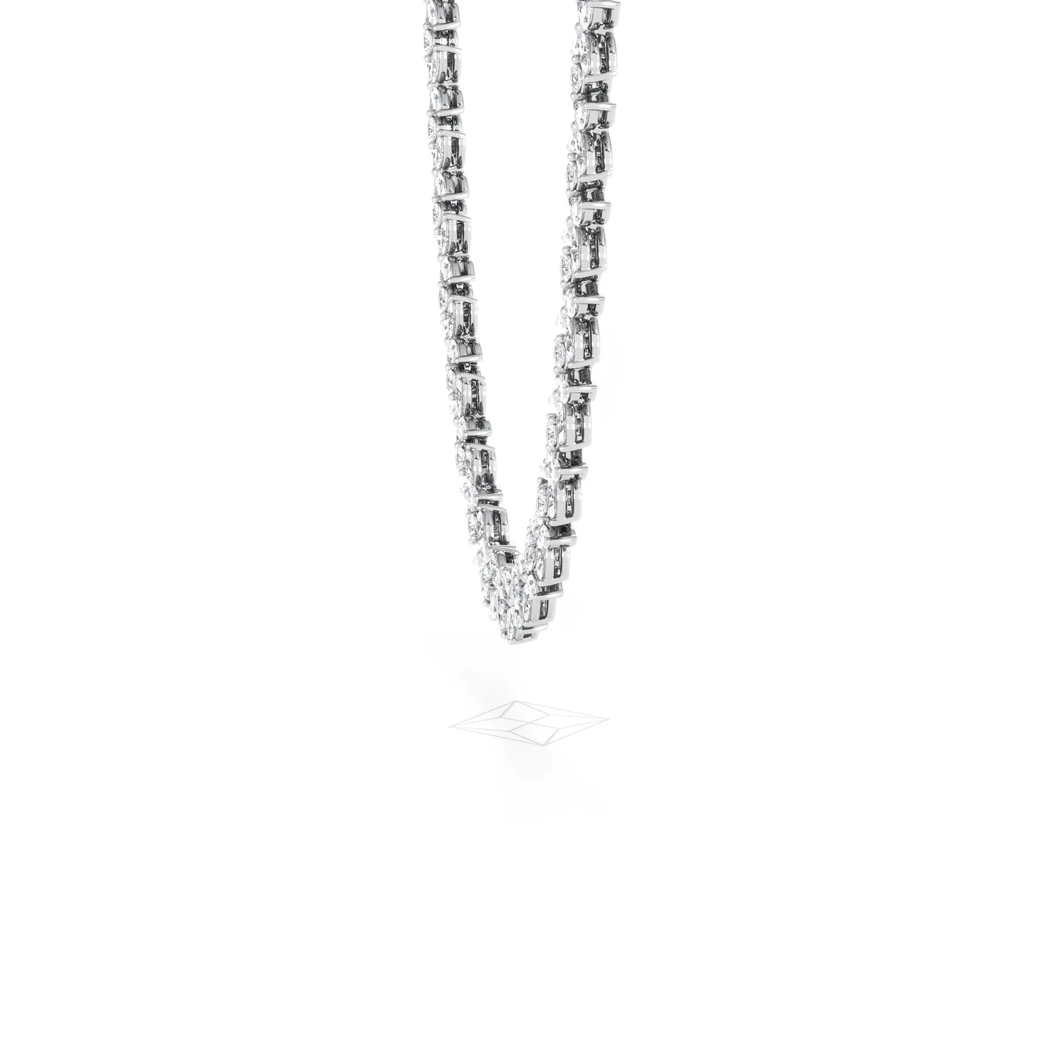 Luxe Floral 17.00ct Marquise and Round Cut Lab Diamond Tennis Necklace in 18K White Gold - Image 26