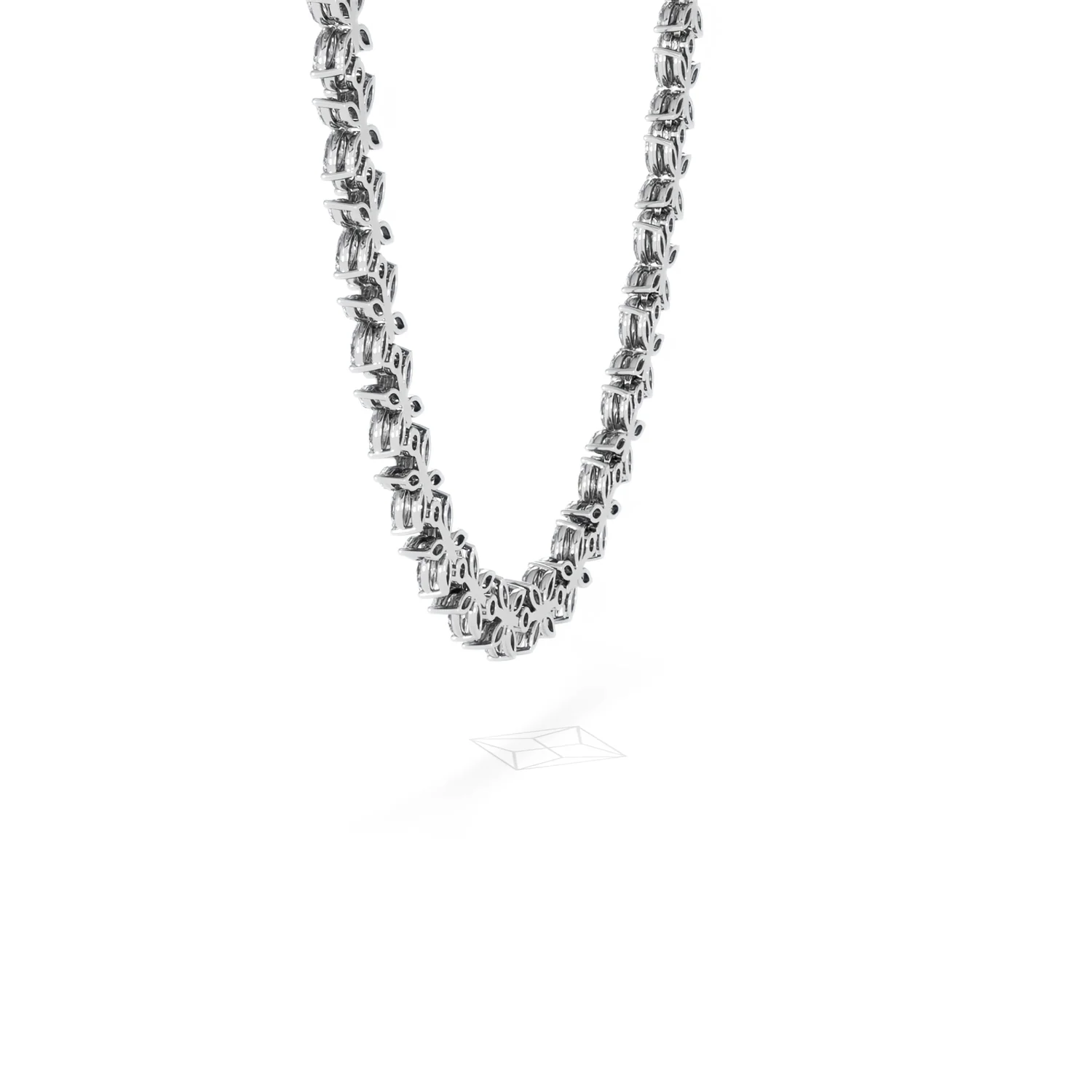 Luxe Floral 17.00ct Marquise and Round Cut Lab Diamond Tennis Necklace in 18K White Gold - Image 33