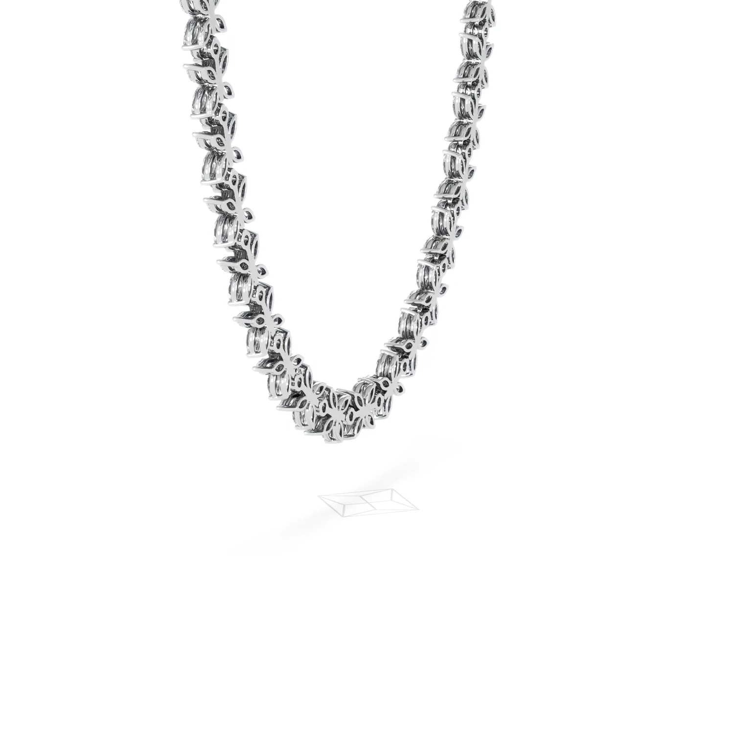 Luxe Floral 17.00ct Marquise and Round Cut Lab Diamond Tennis Necklace in 18K White Gold - Image 34