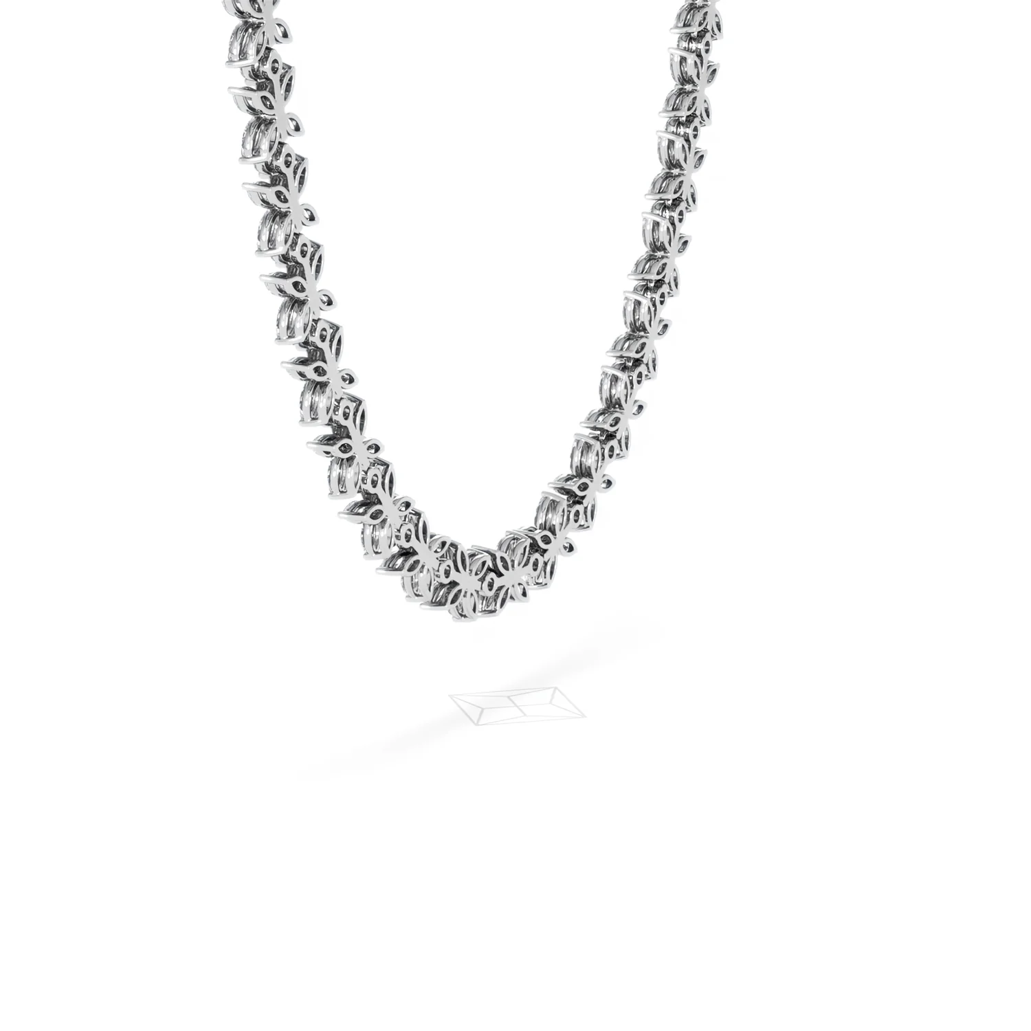 Luxe Floral 17.00ct Marquise and Round Cut Lab Diamond Tennis Necklace in 18K White Gold - Image 35