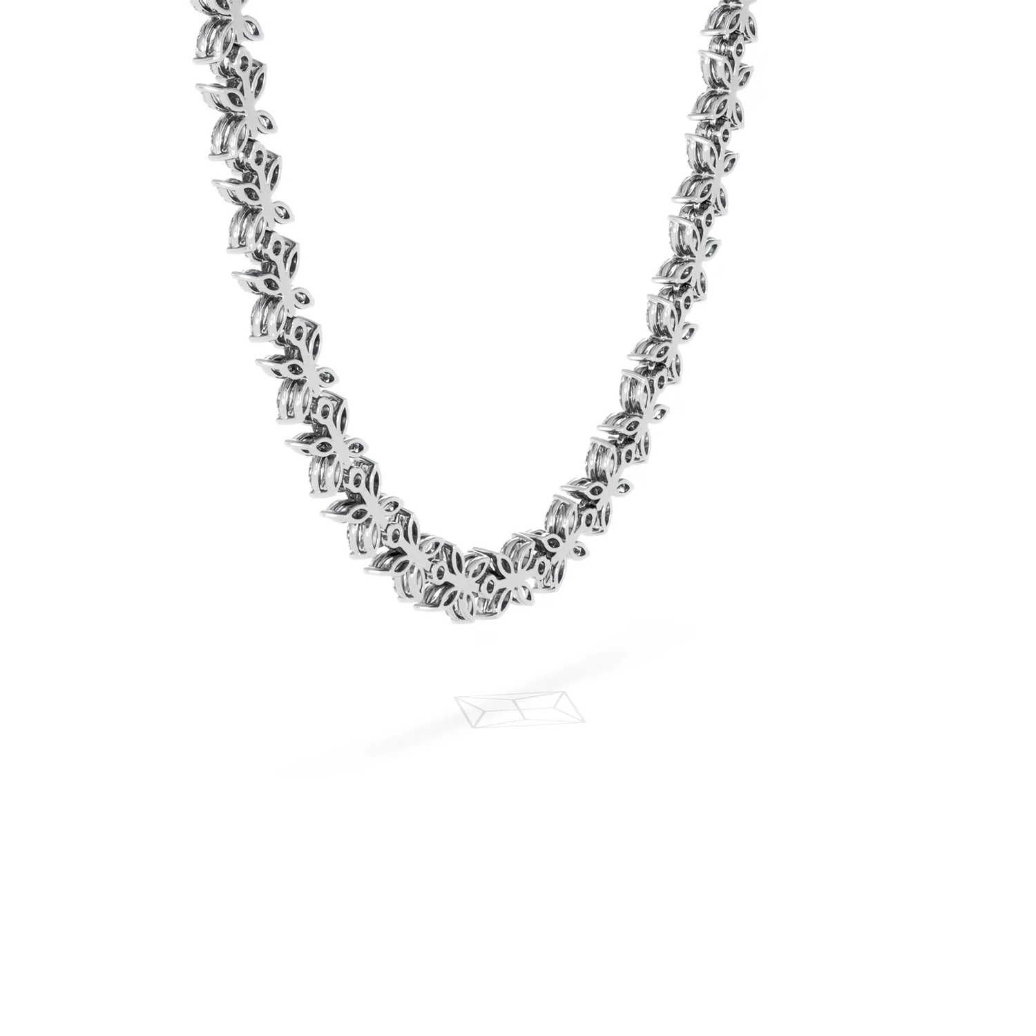 Luxe Floral 17.00ct Marquise and Round Cut Lab Diamond Tennis Necklace in 18K White Gold - Image 36
