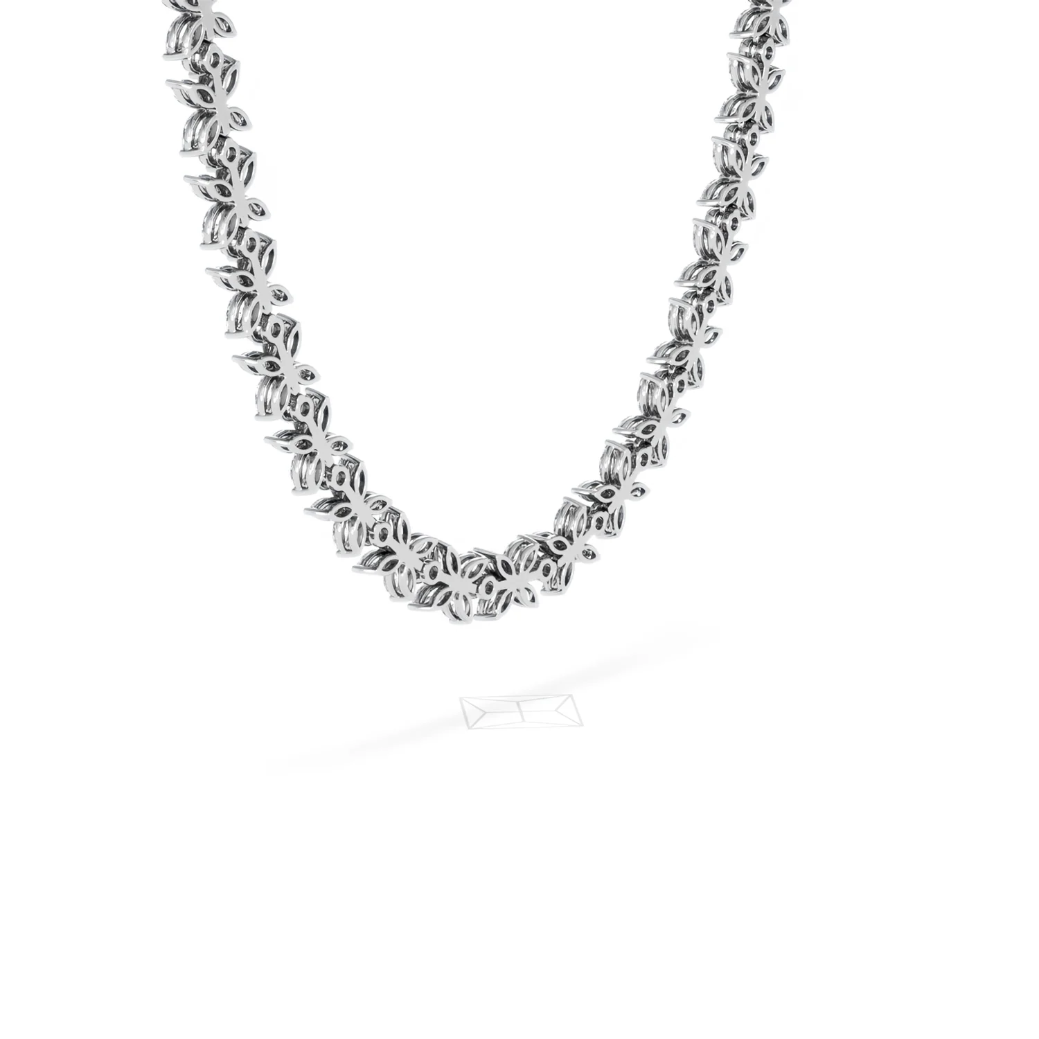 Luxe Floral 17.00ct Marquise and Round Cut Lab Diamond Tennis Necklace in 18K White Gold - Image 37