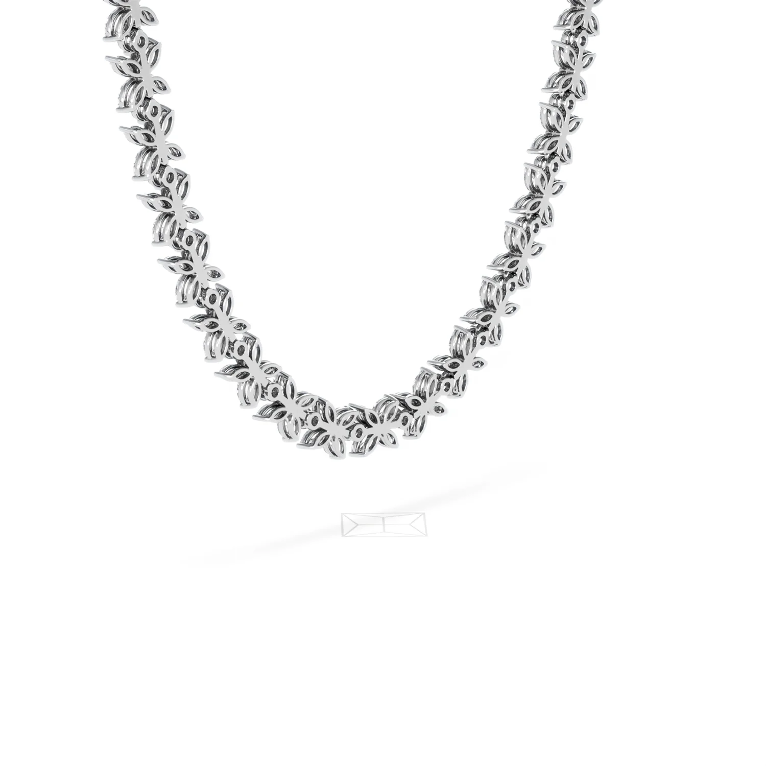 Luxe Floral 17.00ct Marquise and Round Cut Lab Diamond Tennis Necklace in 18K White Gold - Image 38