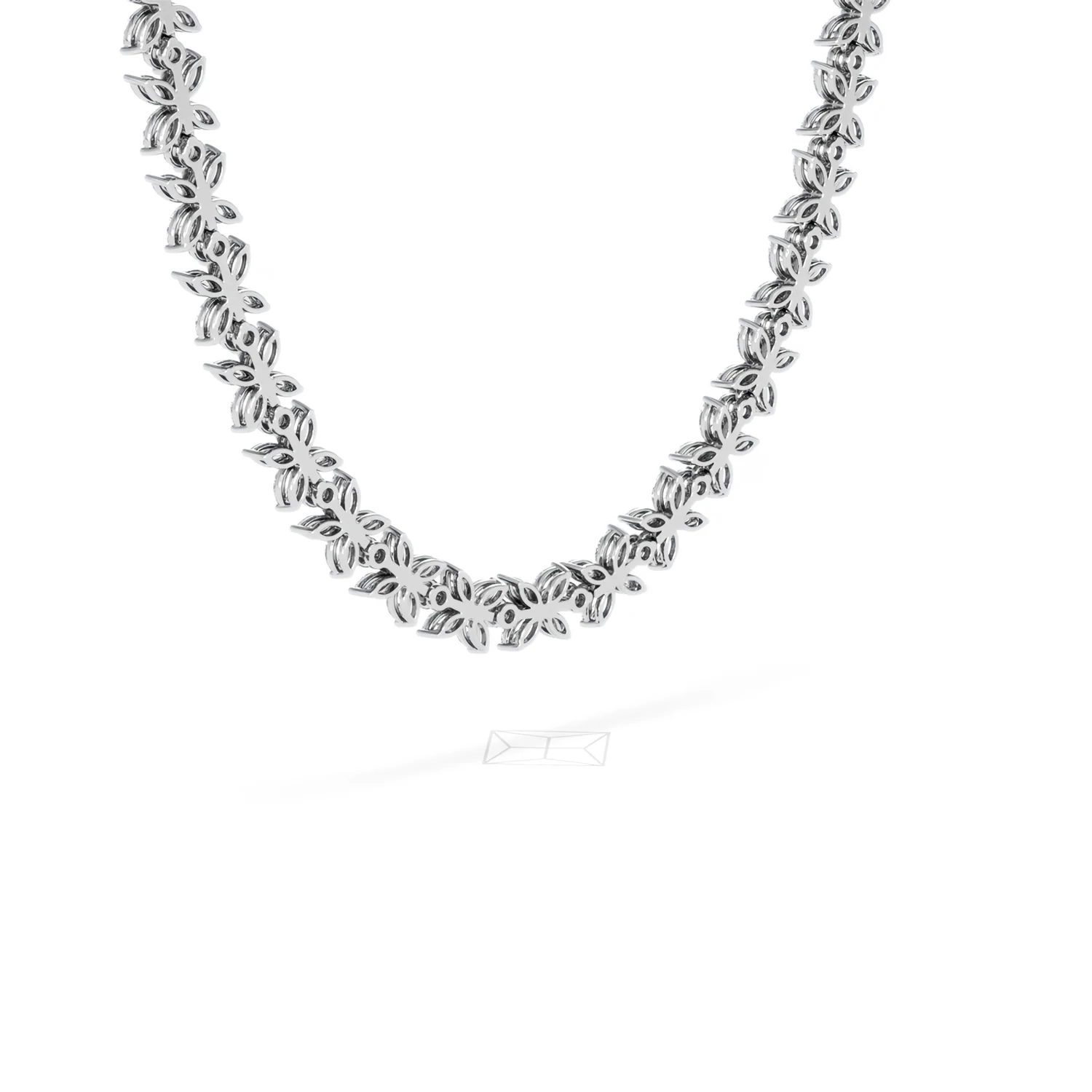 Luxe Floral 17.00ct Marquise and Round Cut Lab Diamond Tennis Necklace in 18K White Gold - Image 39