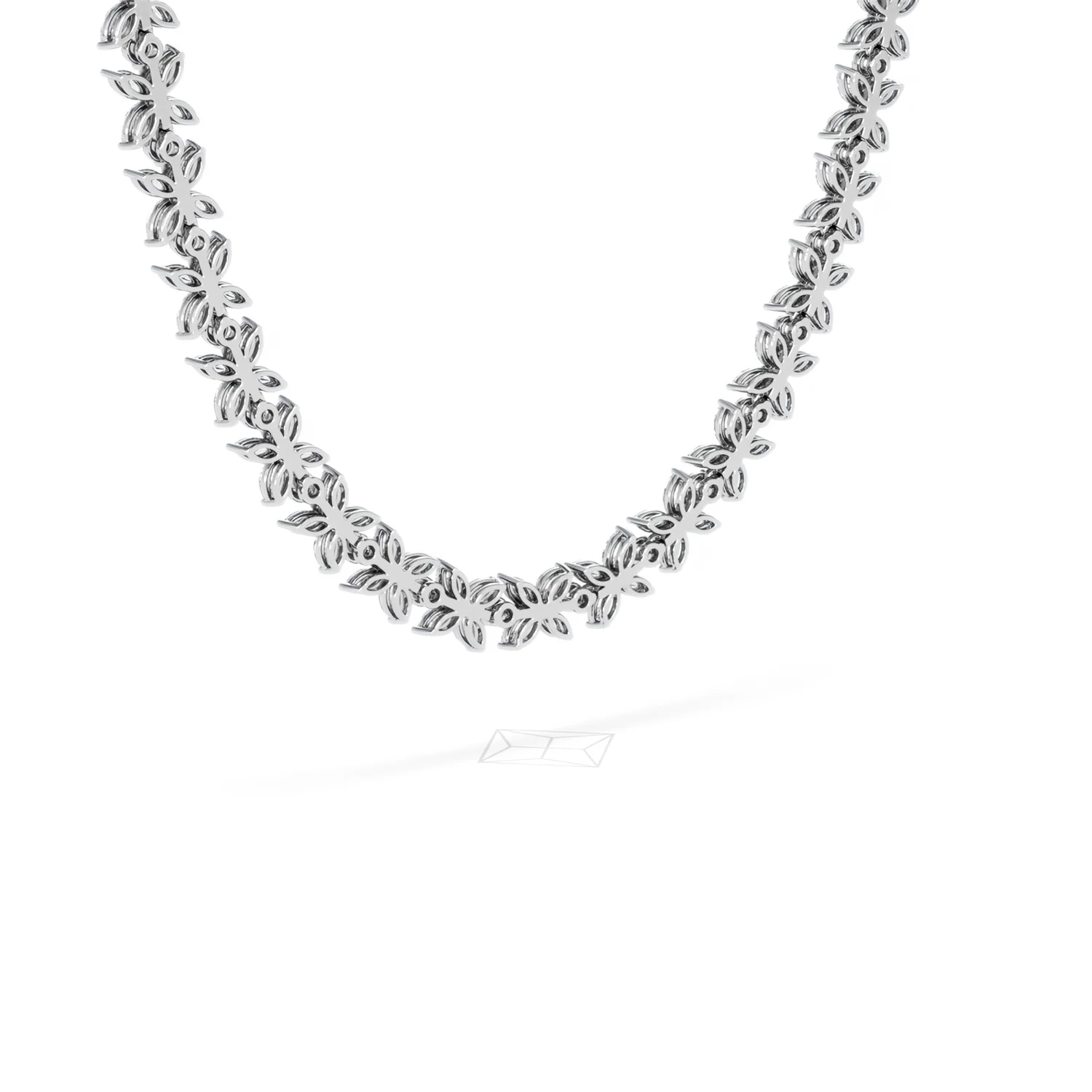 Luxe Floral 17.00ct Marquise and Round Cut Lab Diamond Tennis Necklace in 18K White Gold - Image 40