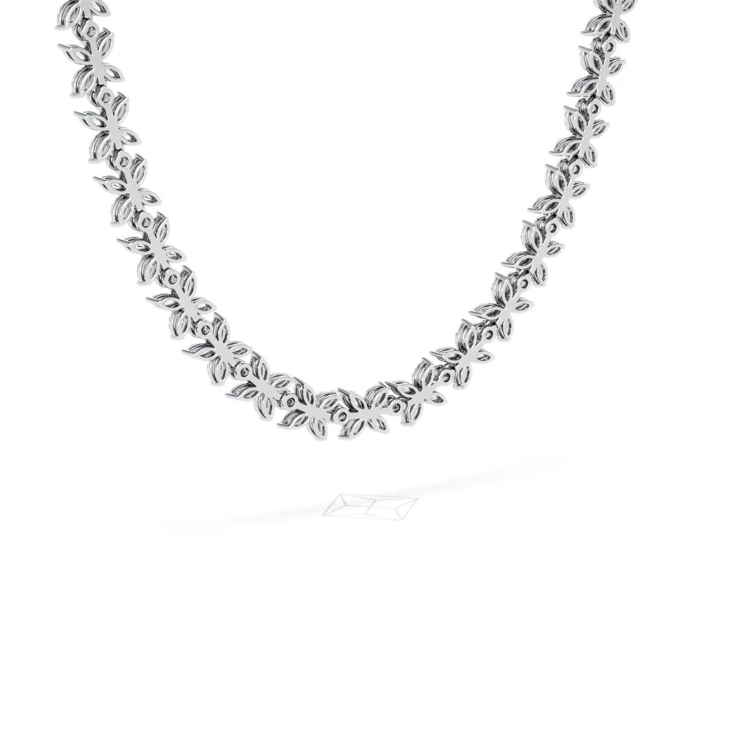 Luxe Floral 17.00ct Marquise and Round Cut Lab Diamond Tennis Necklace in 18K White Gold - Image 41