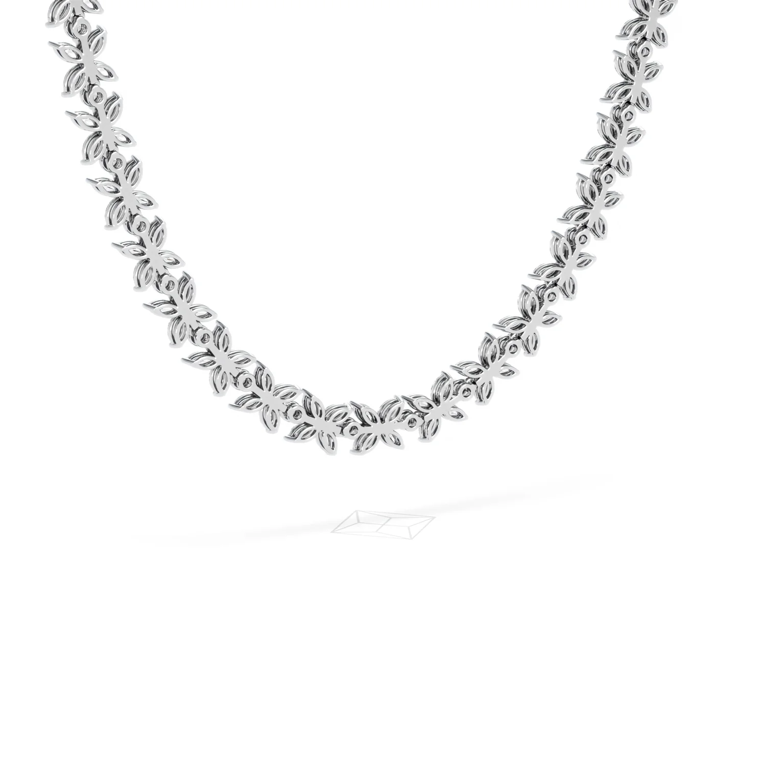 Luxe Floral 17.00ct Marquise and Round Cut Lab Diamond Tennis Necklace in 18K White Gold - Image 42