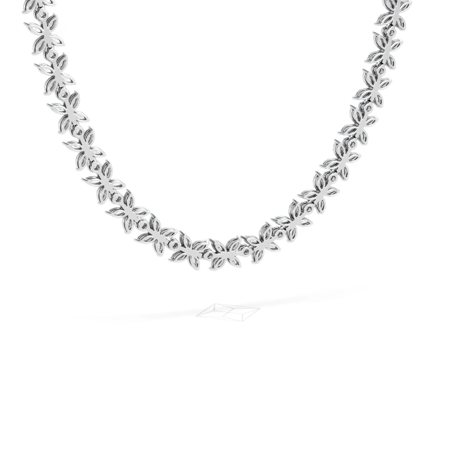 Luxe Floral 17.00ct Marquise and Round Cut Lab Diamond Tennis Necklace in 18K White Gold - Image 43