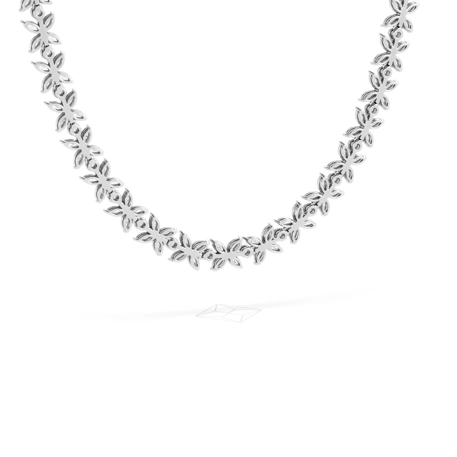 Luxe Floral 17.00ct Marquise and Round Cut Lab Diamond Tennis Necklace in 18K White Gold - Image 44