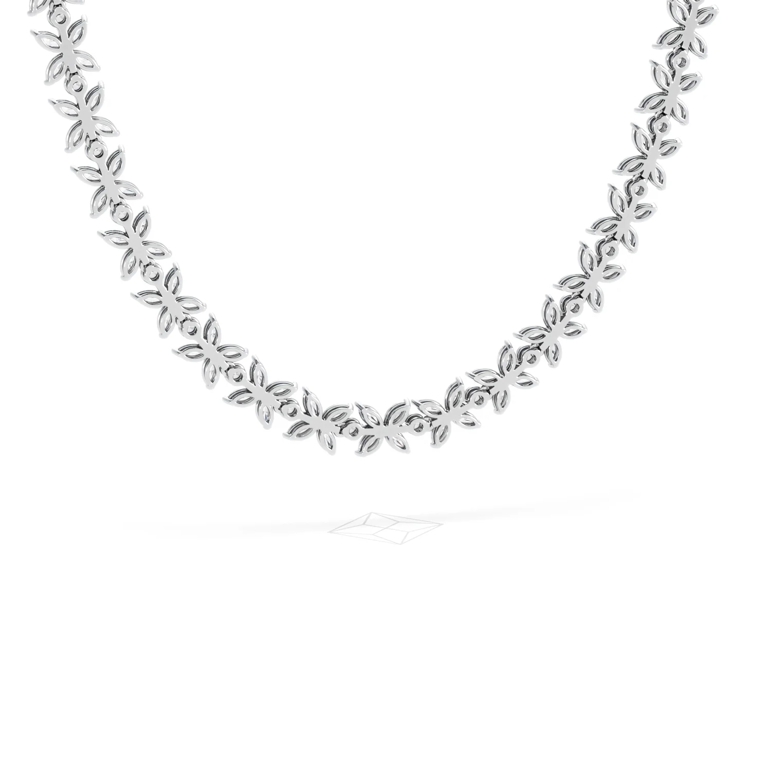 Luxe Floral 17.00ct Marquise and Round Cut Lab Diamond Tennis Necklace in 18K White Gold - Image 45