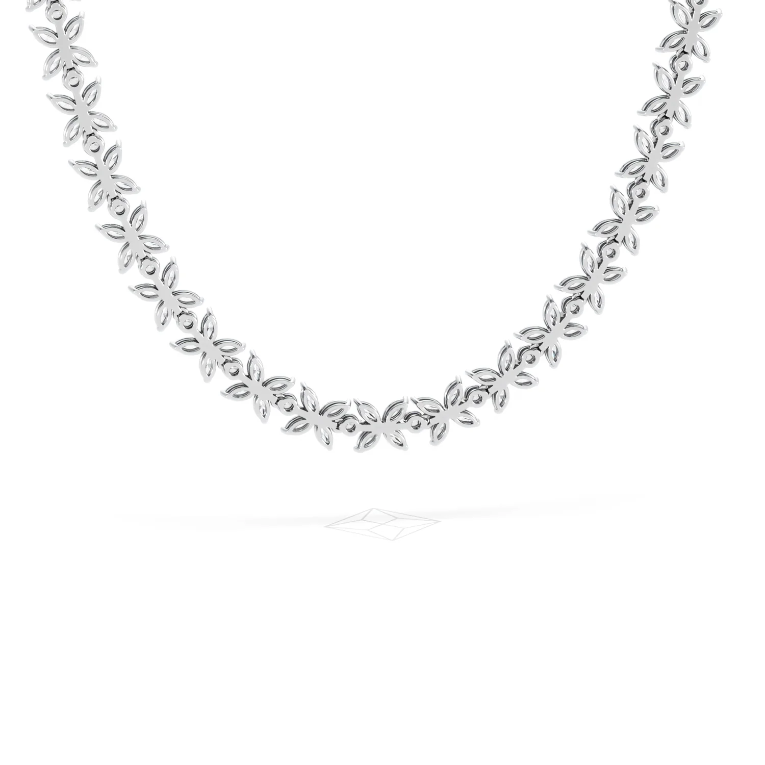 Luxe Floral 17.00ct Marquise and Round Cut Lab Diamond Tennis Necklace in 18K White Gold - Image 46