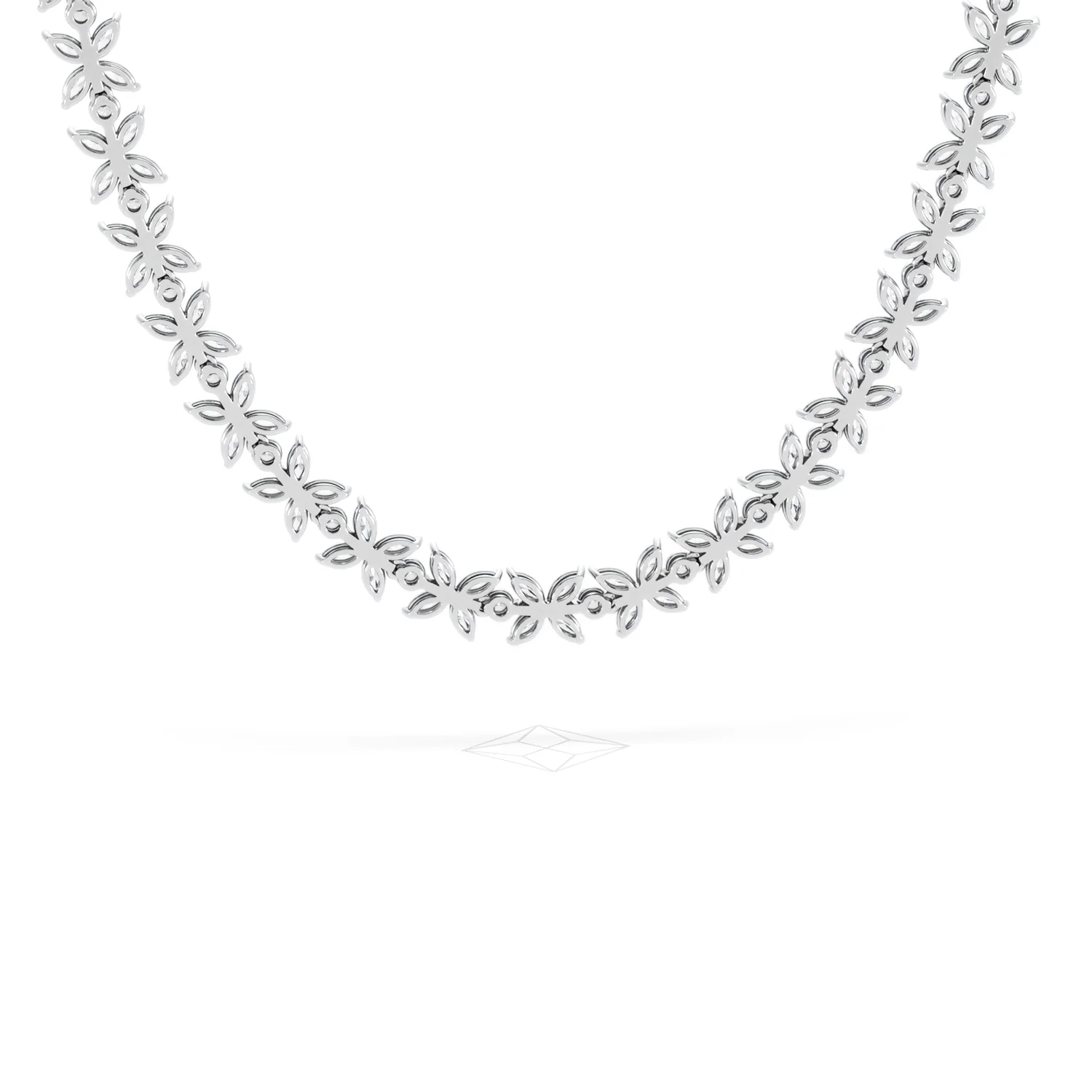 Luxe Floral 17.00ct Marquise and Round Cut Lab Diamond Tennis Necklace in 18K White Gold - Image 47