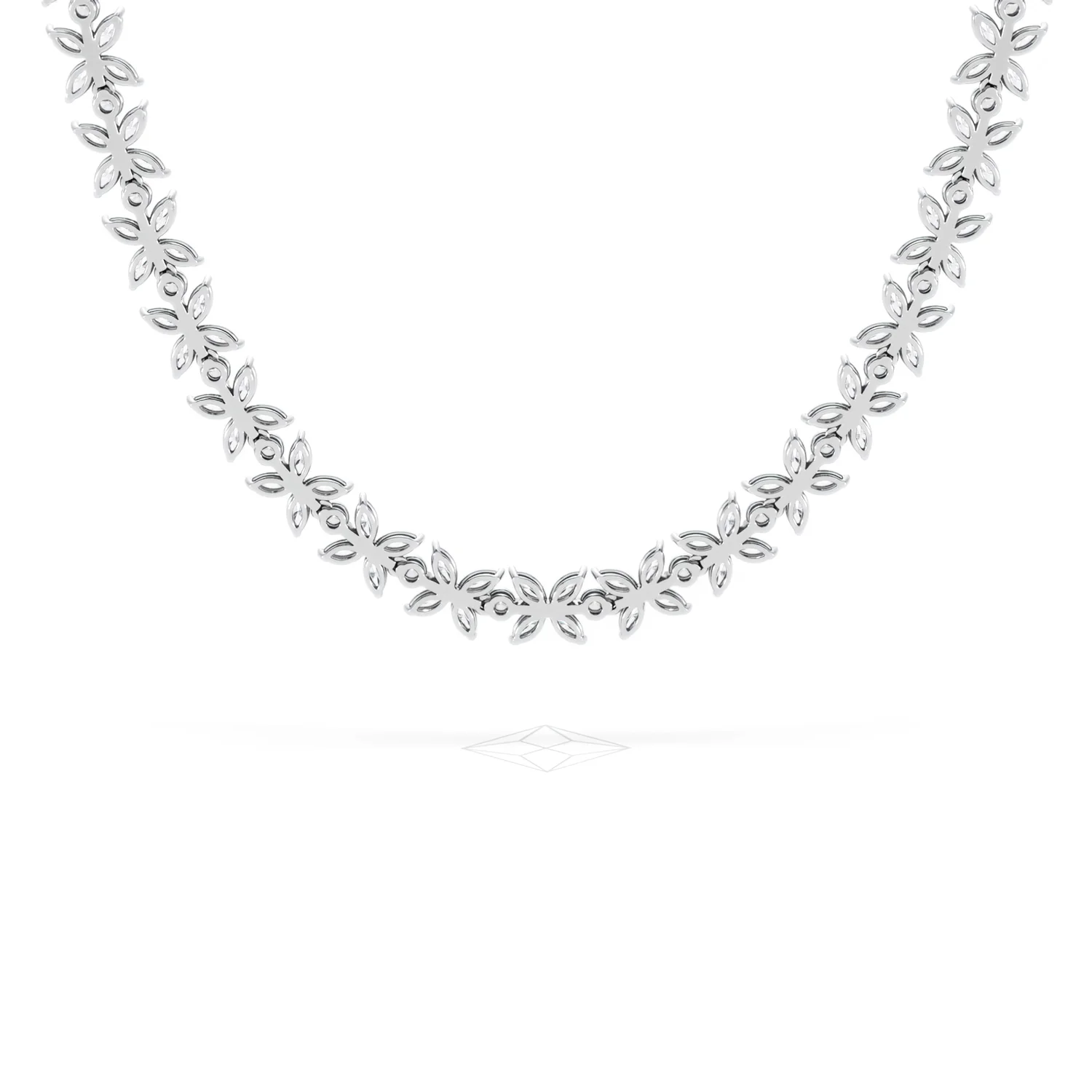 Luxe Floral 17.00ct Marquise and Round Cut Lab Diamond Tennis Necklace in 18K White Gold - Image 48