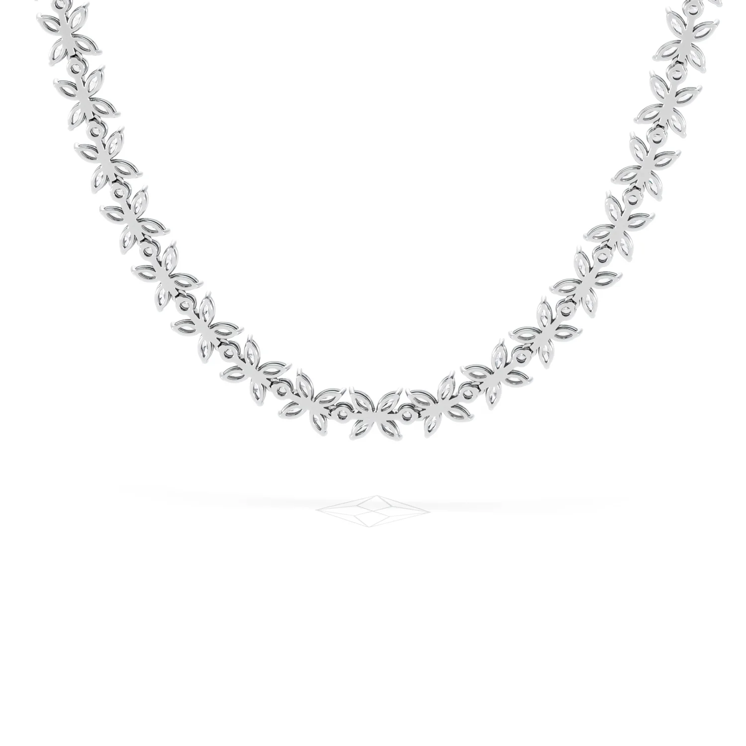 Luxe Floral 17.00ct Marquise and Round Cut Lab Diamond Tennis Necklace in 18K White Gold - Image 49