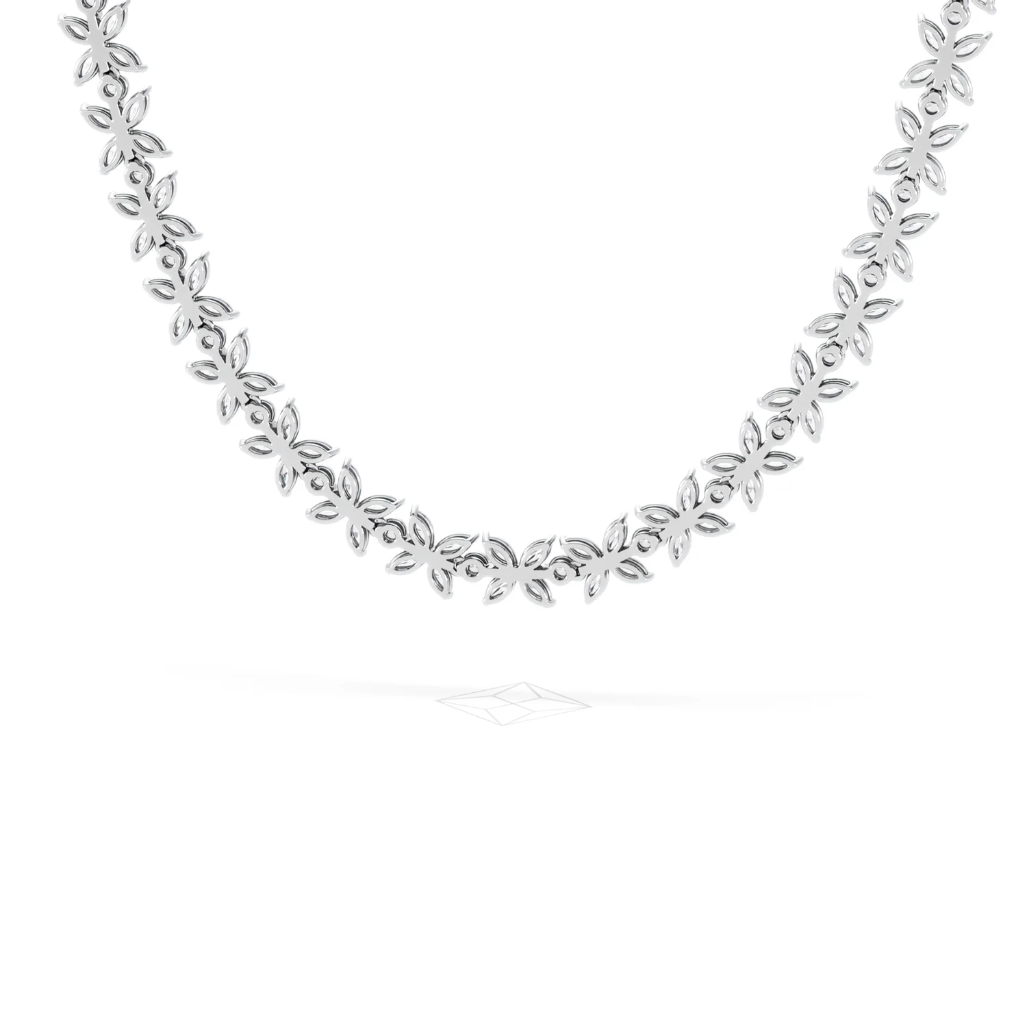 Luxe Floral 17.00ct Marquise and Round Cut Lab Diamond Tennis Necklace in 18K White Gold - Image 50