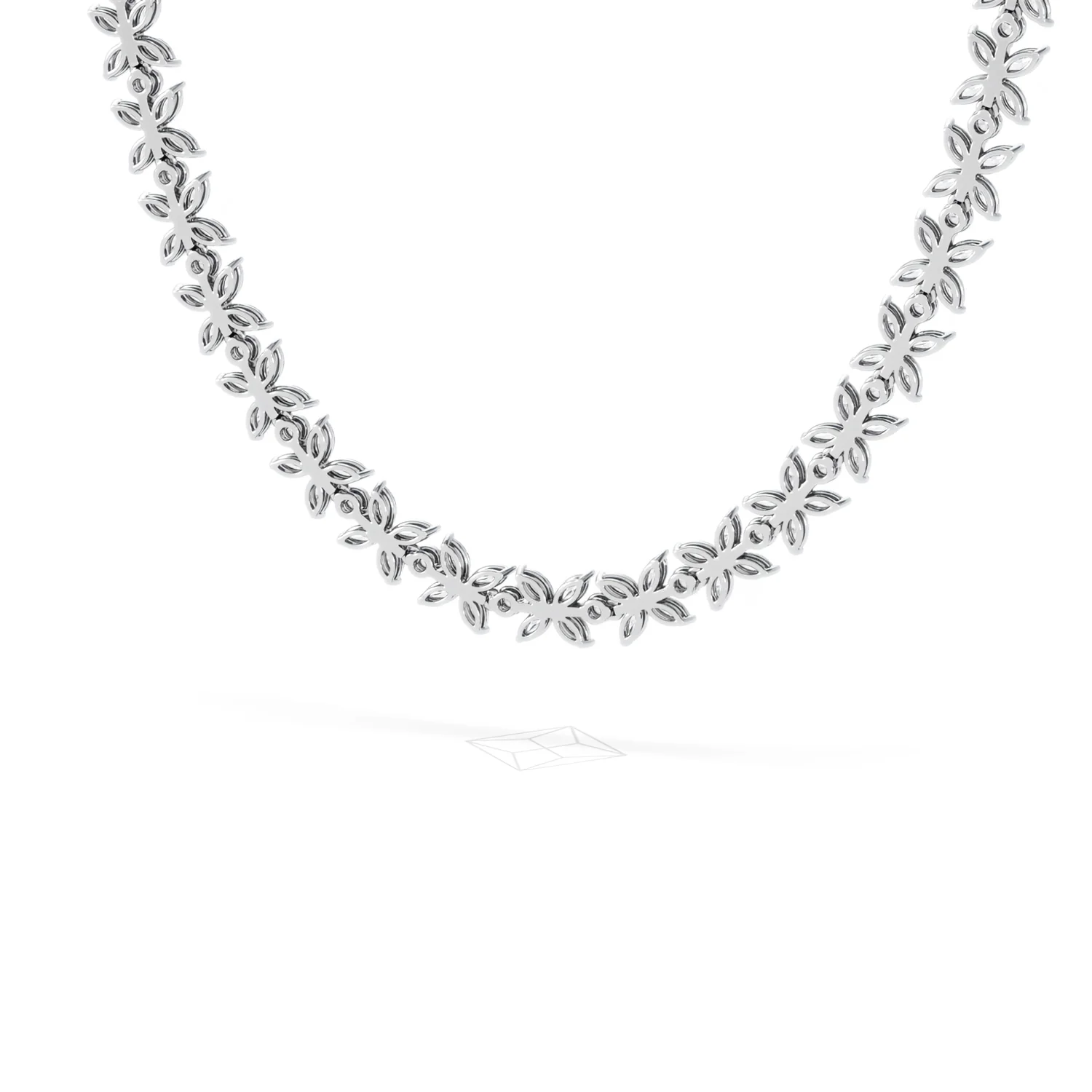 Luxe Floral 17.00ct Marquise and Round Cut Lab Diamond Tennis Necklace in 18K White Gold - Image 52