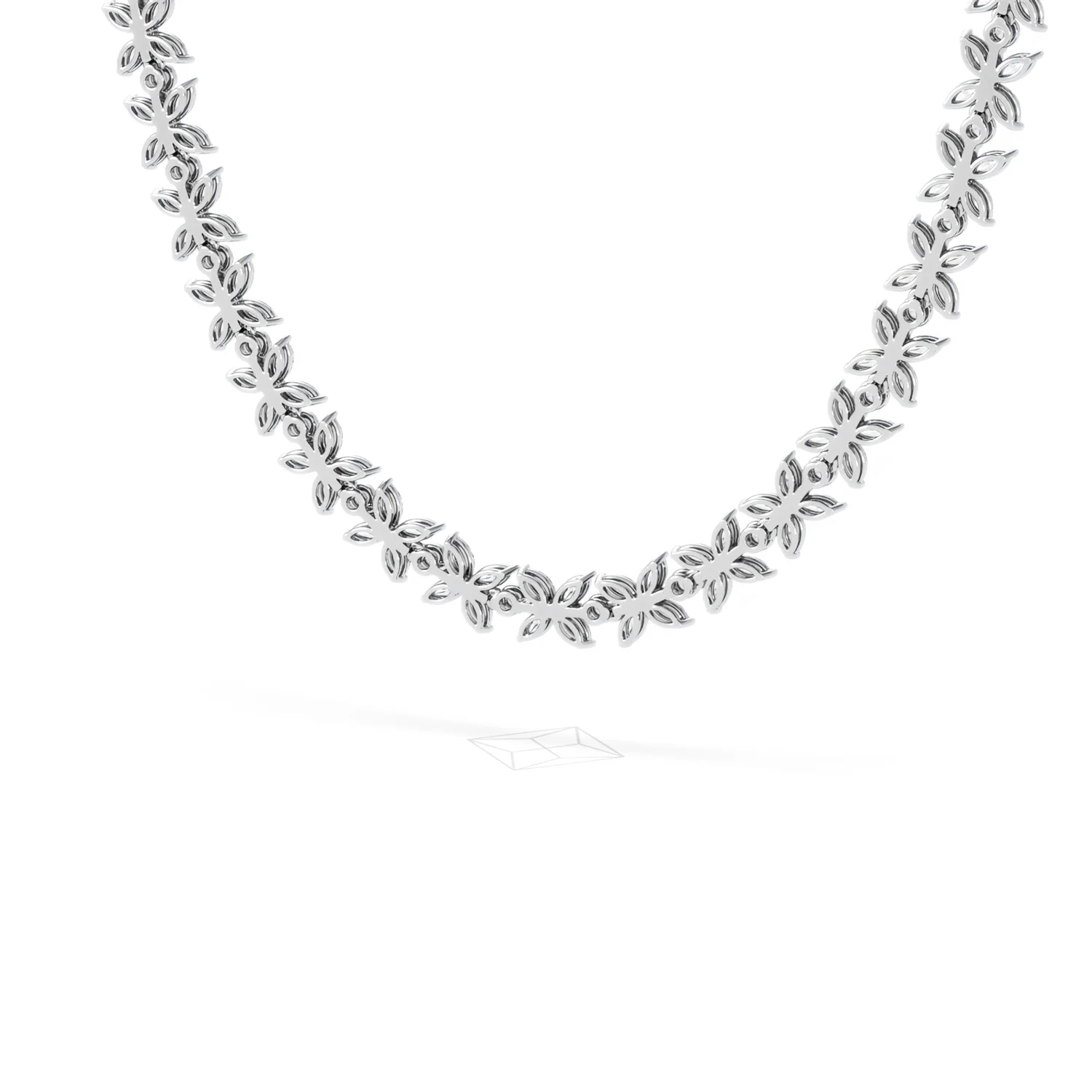 Luxe Floral 17.00ct Marquise and Round Cut Lab Diamond Tennis Necklace in 18K White Gold - Image 53