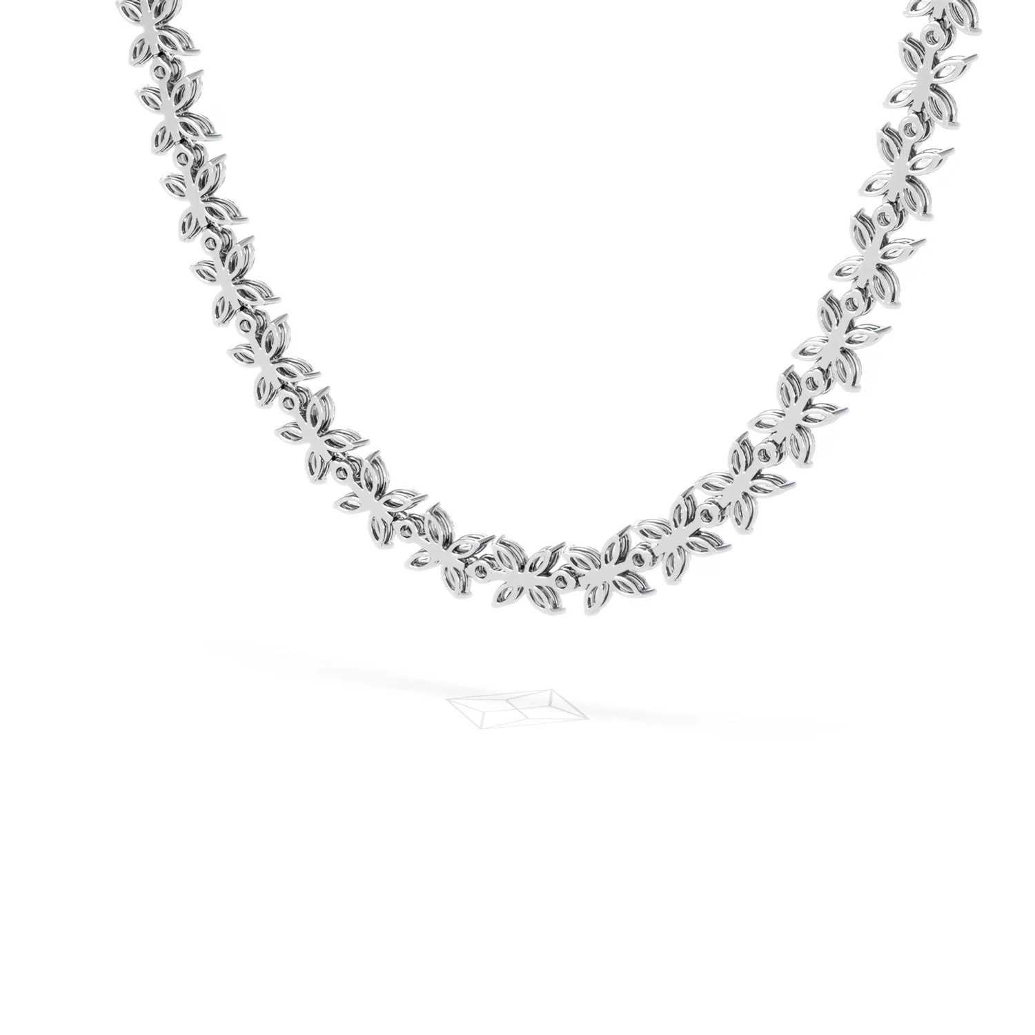 Luxe Floral 17.00ct Marquise and Round Cut Lab Diamond Tennis Necklace in 18K White Gold - Image 54