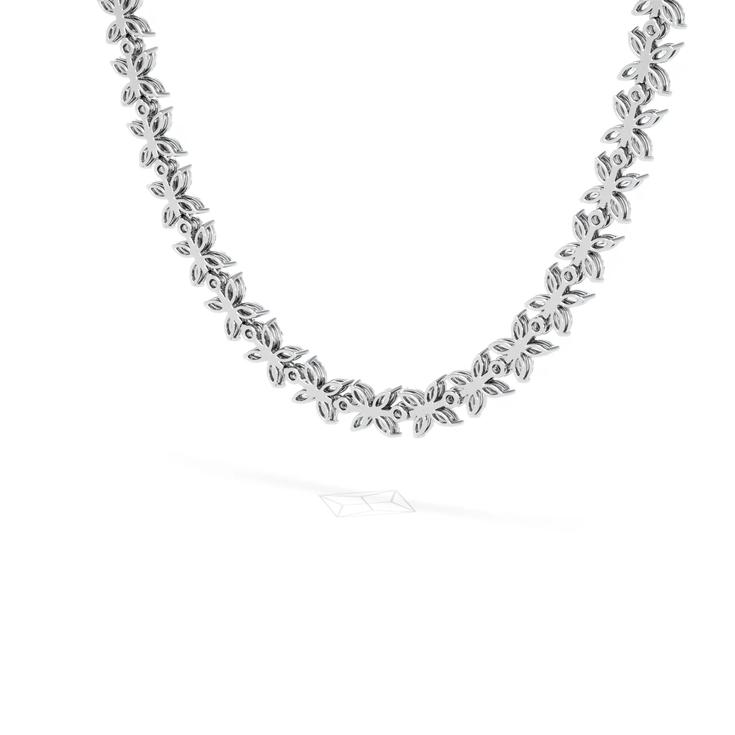 Luxe Floral 17.00ct Marquise and Round Cut Lab Diamond Tennis Necklace in 18K White Gold - Image 55