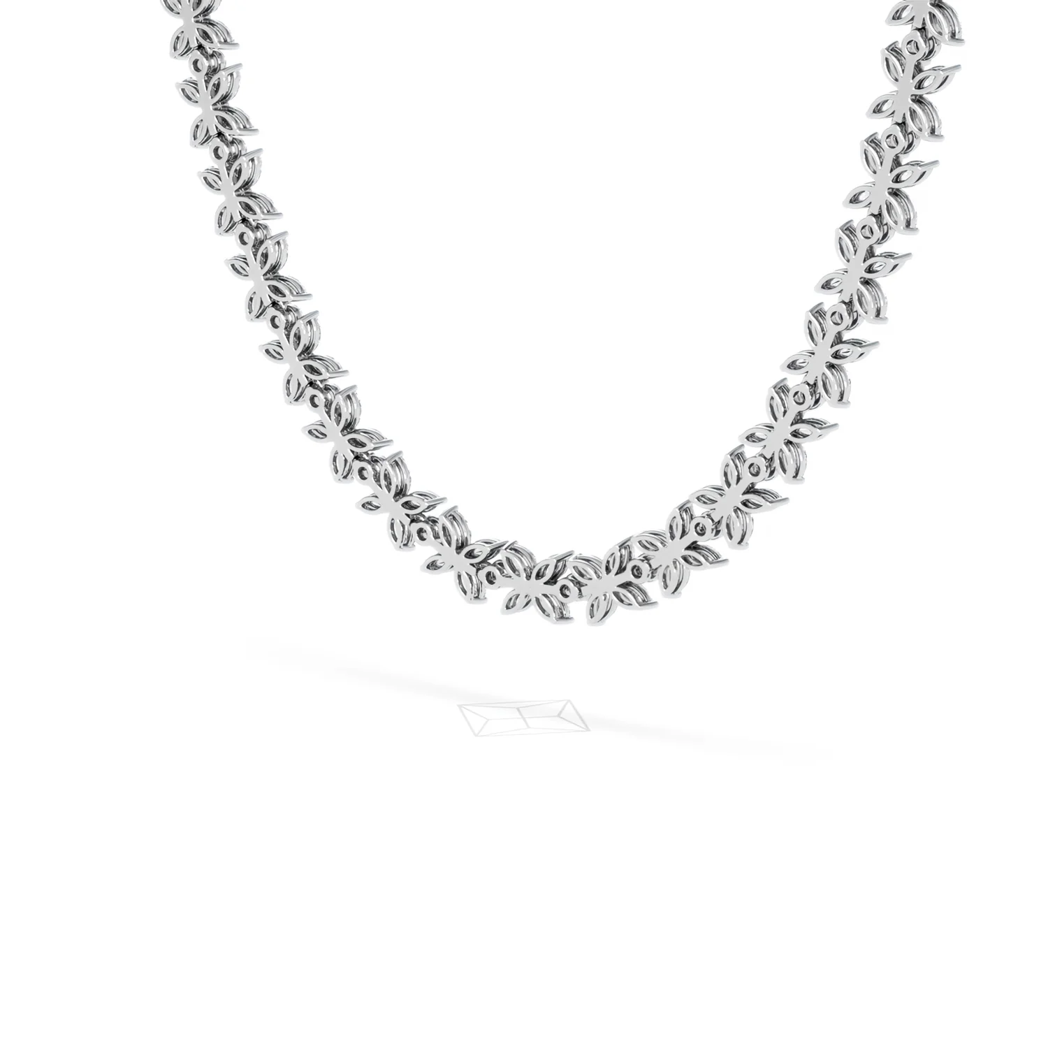 Luxe Floral 17.00ct Marquise and Round Cut Lab Diamond Tennis Necklace in 18K White Gold - Image 56