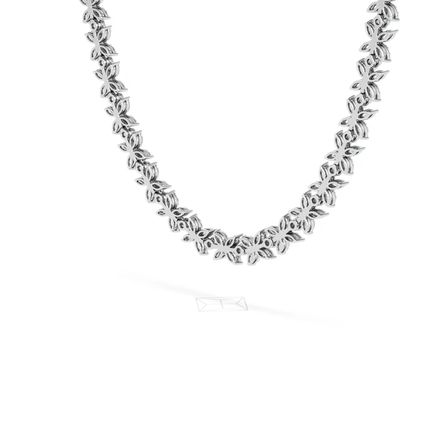 Luxe Floral 17.00ct Marquise and Round Cut Lab Diamond Tennis Necklace in 18K White Gold - Image 57