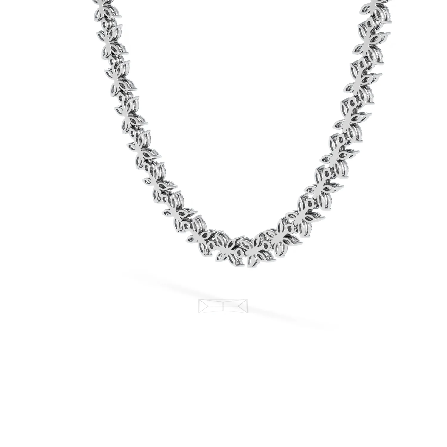Luxe Floral 17.00ct Marquise and Round Cut Lab Diamond Tennis Necklace in 18K White Gold - Image 58
