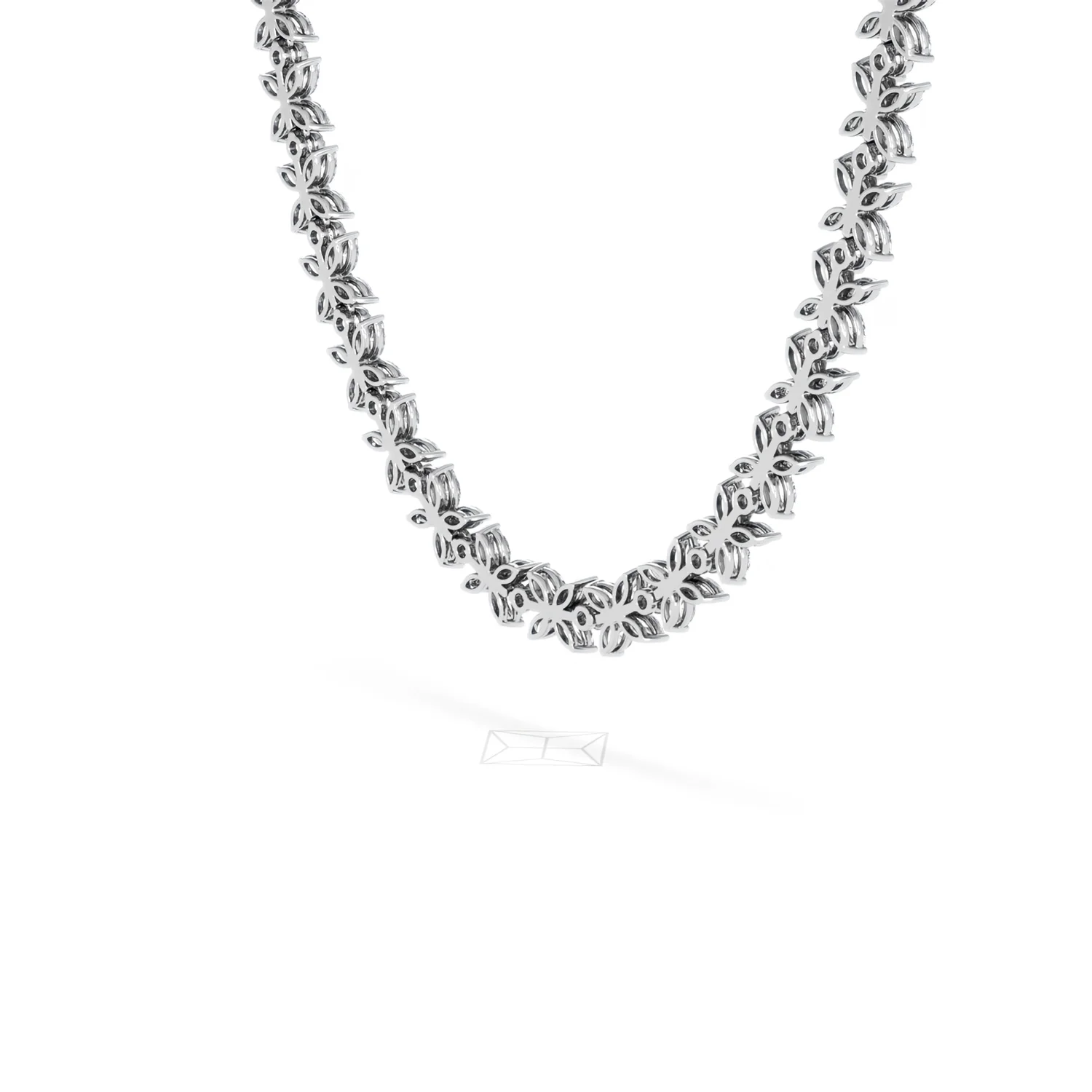 Luxe Floral 17.00ct Marquise and Round Cut Lab Diamond Tennis Necklace in 18K White Gold - Image 59