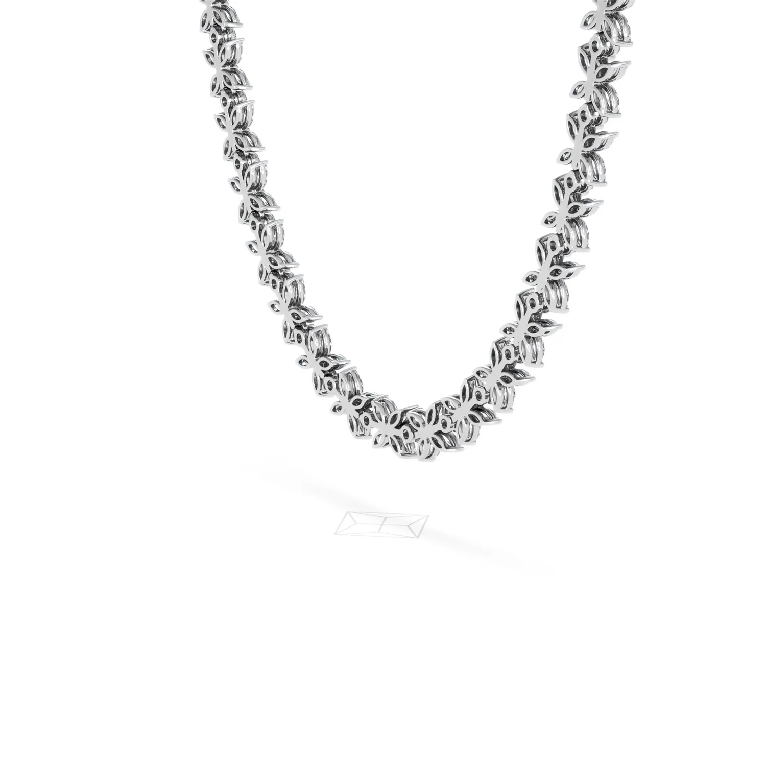 Luxe Floral 17.00ct Marquise and Round Cut Lab Diamond Tennis Necklace in 18K White Gold - Image 60